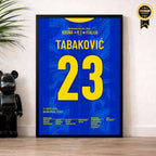 Tabaković Ausgleichstreffer vs Italien lässt das Bilino Polje beben Fußball Poster mit Rahmen