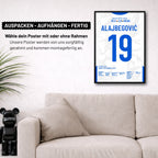 Alajbegovic verwandelt den entscheidenden 11m vs Wales Fußball Poster mit Rahmen