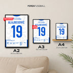Alajbegovic verwandelt den entscheidenden 11m vs Wales Fußball Poster mit Rahmen