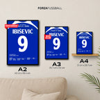 Ibiševic schießt Bosnien zur 1.WM Teilnahme der Geschichte Fußball Poster mit Rahmen