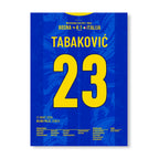 Tabaković Ausgleichstreffer vs Italien lässt das Bilino Polje beben Fußball Poster mit Rahmen