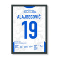 Alajbegovic verwandelt den entscheidenden 11m vs Wales Fußball Poster mit Rahmen