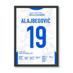 Alajbegovic verwandelt den entscheidenden 11m vs Wales Fußball Poster mit Rahmen