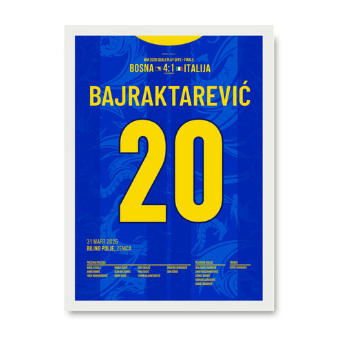 Bajraktarevic verwandelt den letzten 11m zur WM Teilnahme vs Italien Fußball Poster mit Rahmen