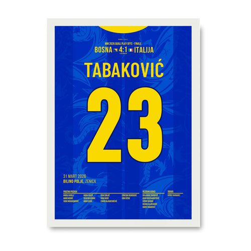 Tabaković Ausgleichstreffer vs Italien lässt das Bilino Polje beben Fußball Poster mit Rahmen