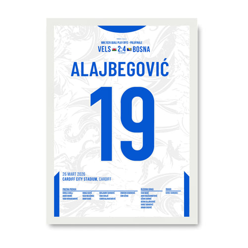 Alajbegovic verwandelt den entscheidenden 11m vs Wales Fußball Poster mit Rahmen
