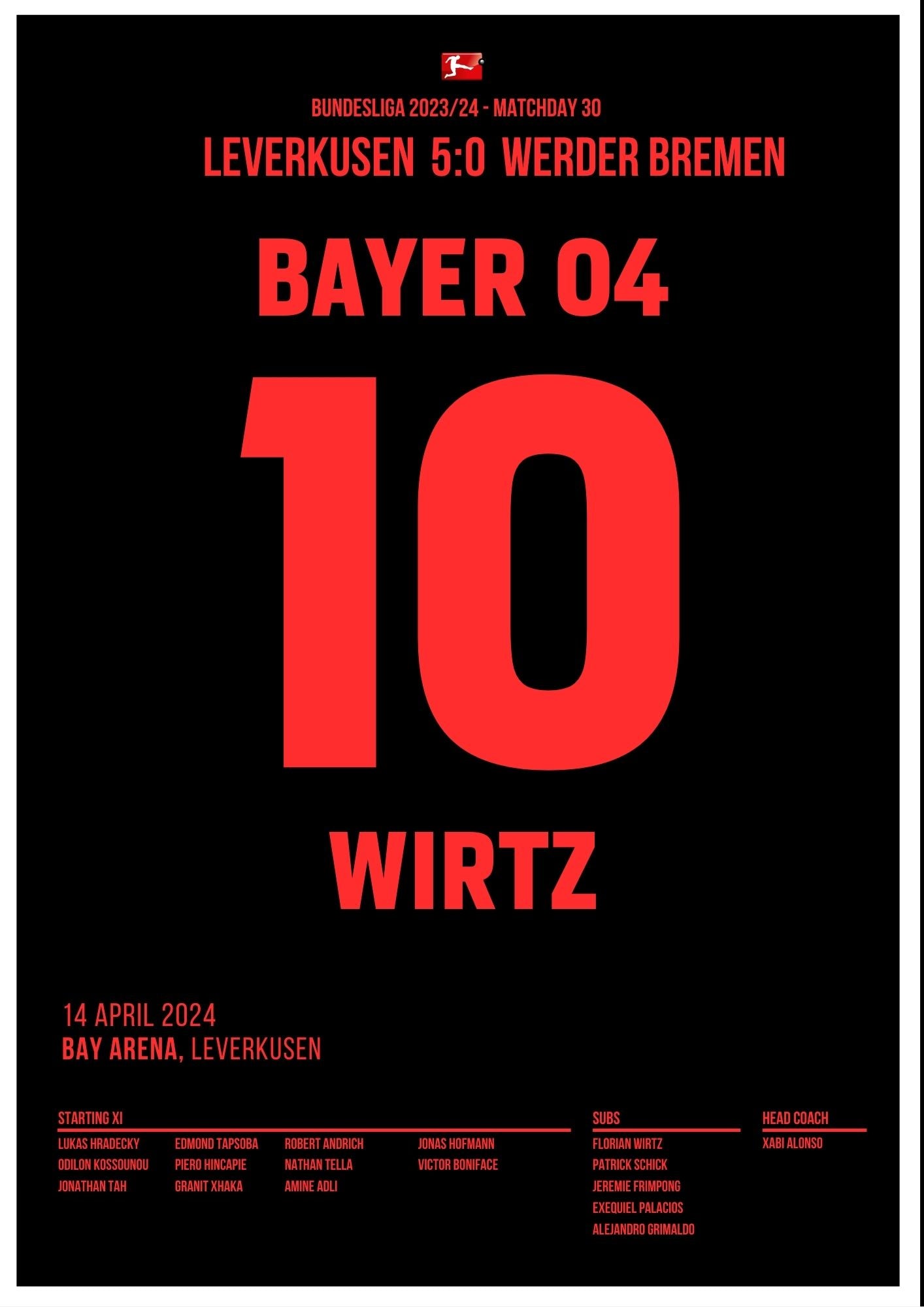 Wirtz macht mit 3 Toren die erste Meisterschaft für Leverkusen klar