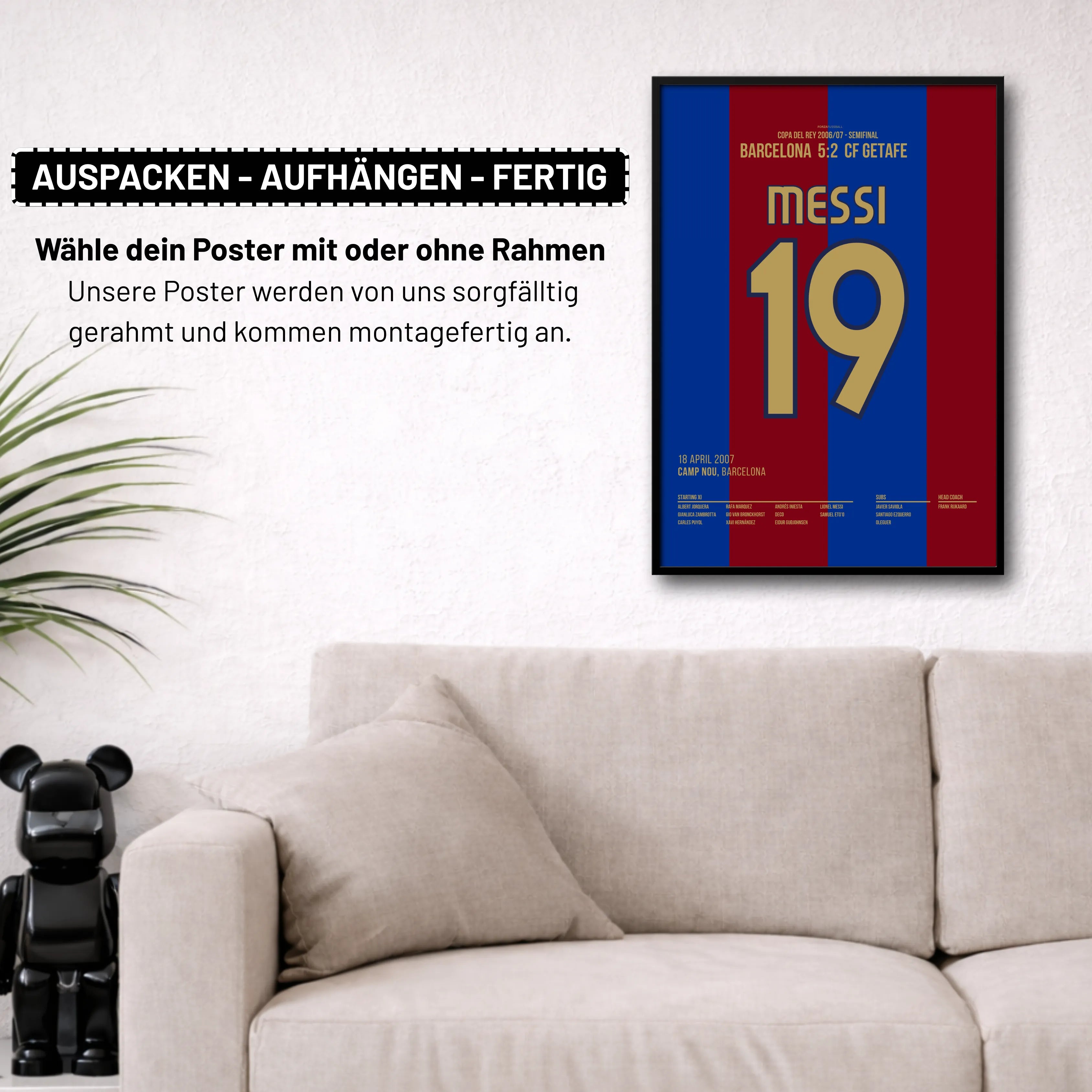 Ankara Messi - Legendäres Solo Tor gegen Getafe 2017 Fußball Poster mit Rahmen
