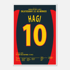 Hagi mit dem Traumtor zum Sieg gegen Monaco Fußball Poster mit Rahmen