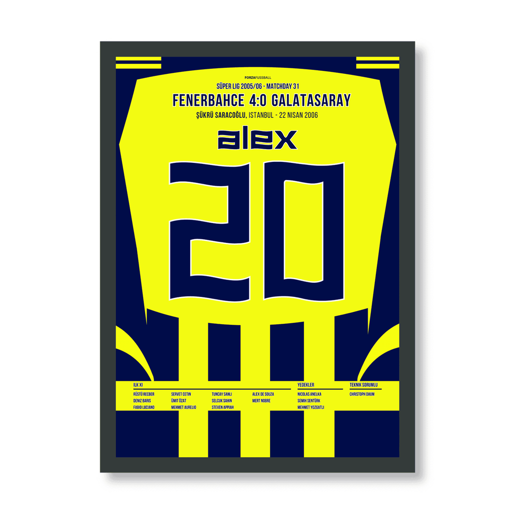 Alex führt Fener zum 4:0 Derbysieg gegen Gala Fußball Poster mit Rahmen
