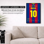 Messi's Solo Tor nach Vorlage von Busquets im UCL Clasico Fußball Poster mit Rahmen