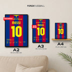 Messi's Solo Tor nach Vorlage von Busquets im UCL Clasico Fußball Poster mit Rahmen