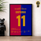 Raphinia führt Barca zum 5:2 Super Copa Sieg im Clasico Fußball Poster mit Rahmen