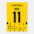 Marco Reus trifft per Freistoß im letzten Heimspiel für den BVB Fußball Poster mit Rahmen