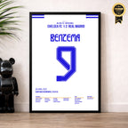 Benzema mit Hattrick an der Stamford Bridge Fußball Poster mit Rahmen