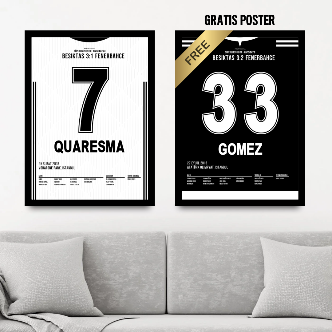 Quaresma X Gomez - 1+1 Set Fußball Poster mit Rahmen