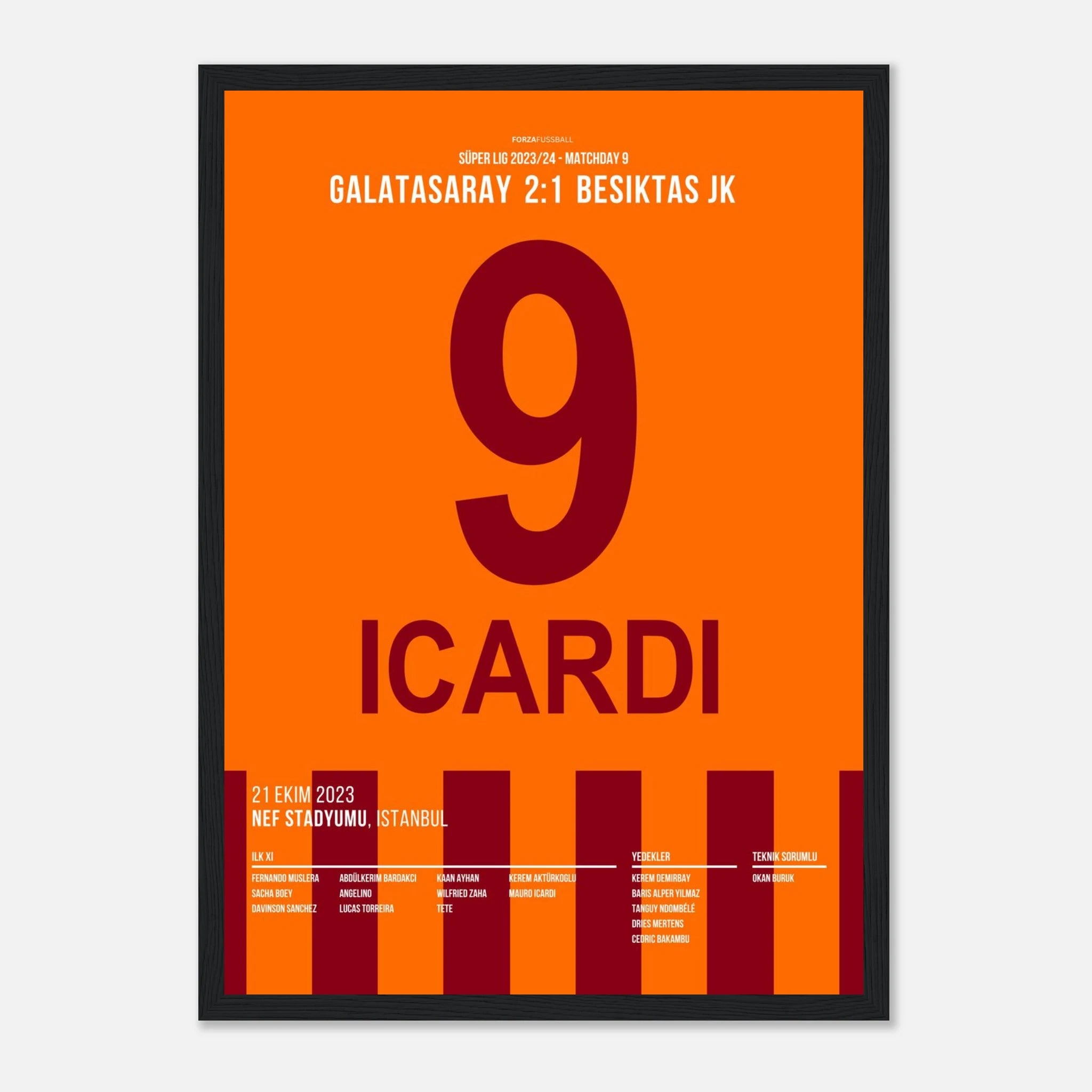 Mauro Icardi schießt Besiktas im Derby mal wieder ab Fußball Poster mit Rahmen