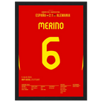 Merino köpft Spanien in letzter Minute zum Sieg gegen Deutschland Fußball Poster mit Rahmen