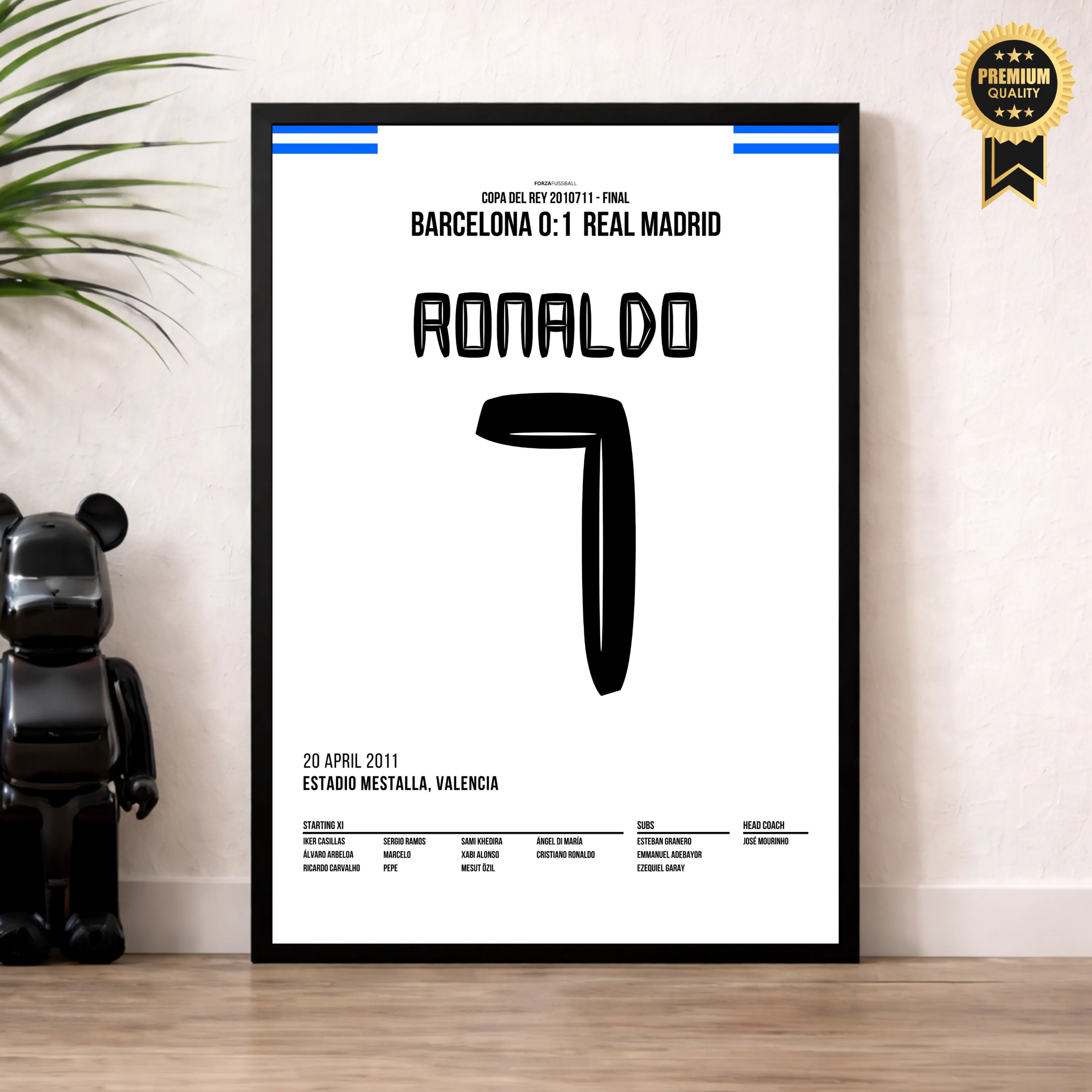 Ronaldo köpft Real zum Copa Sieg gegen Barca Fußball Poster mit Rahmen