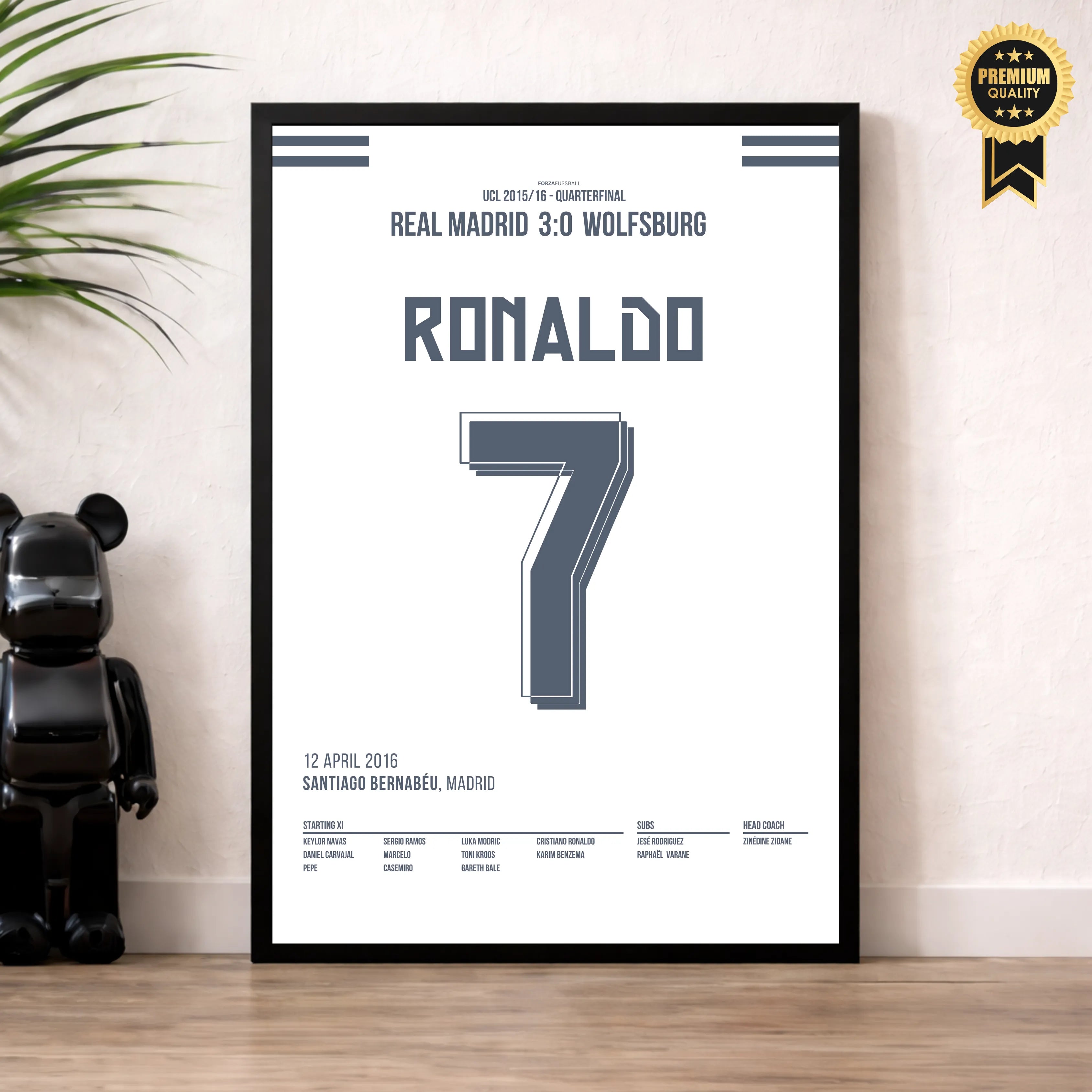 Ronaldo Remontada gegen Wolfsburg 2015 Fußball Poster mit Rahmen