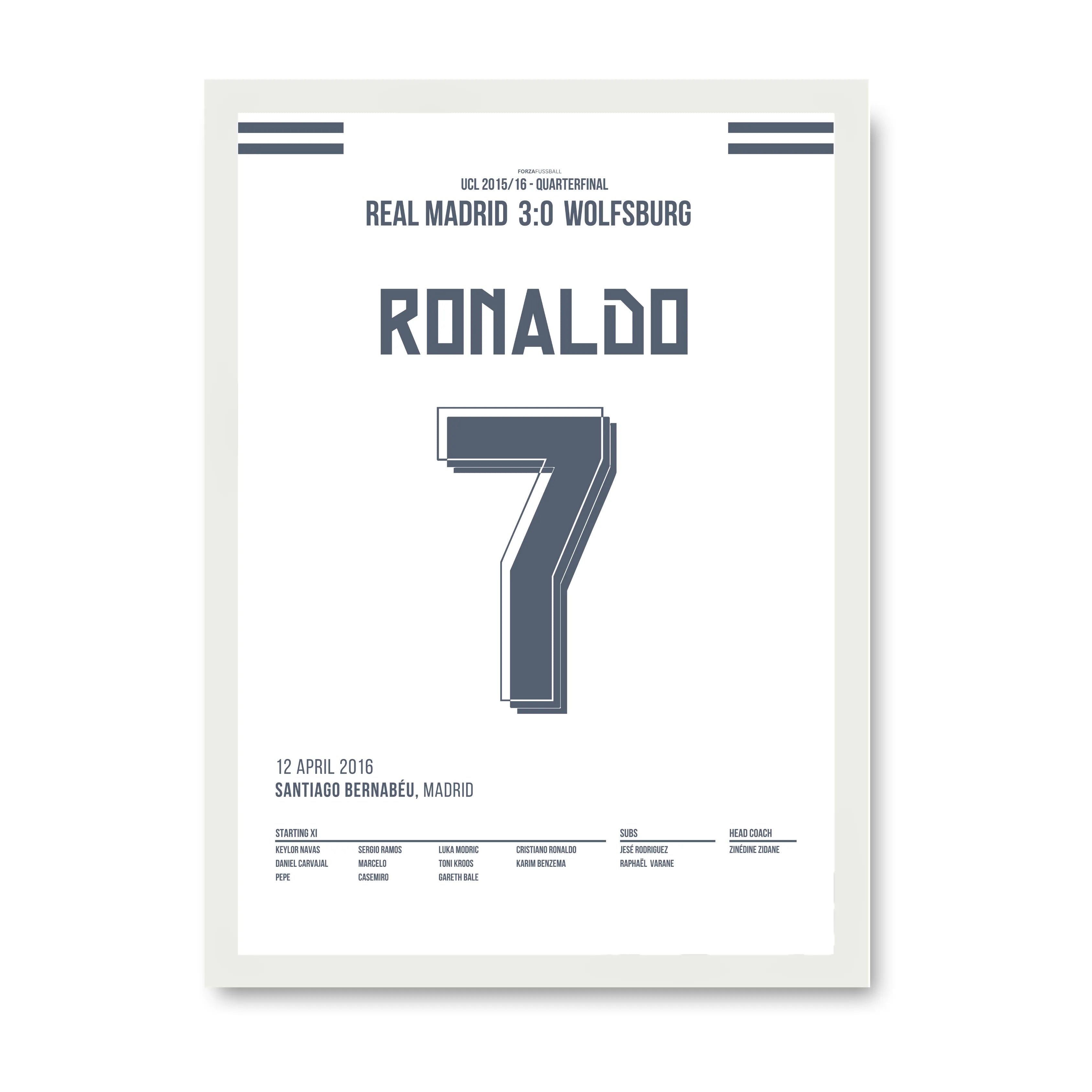 Ronaldo Remontada gegen Wolfsburg 2015 Fußball Poster mit Rahmen