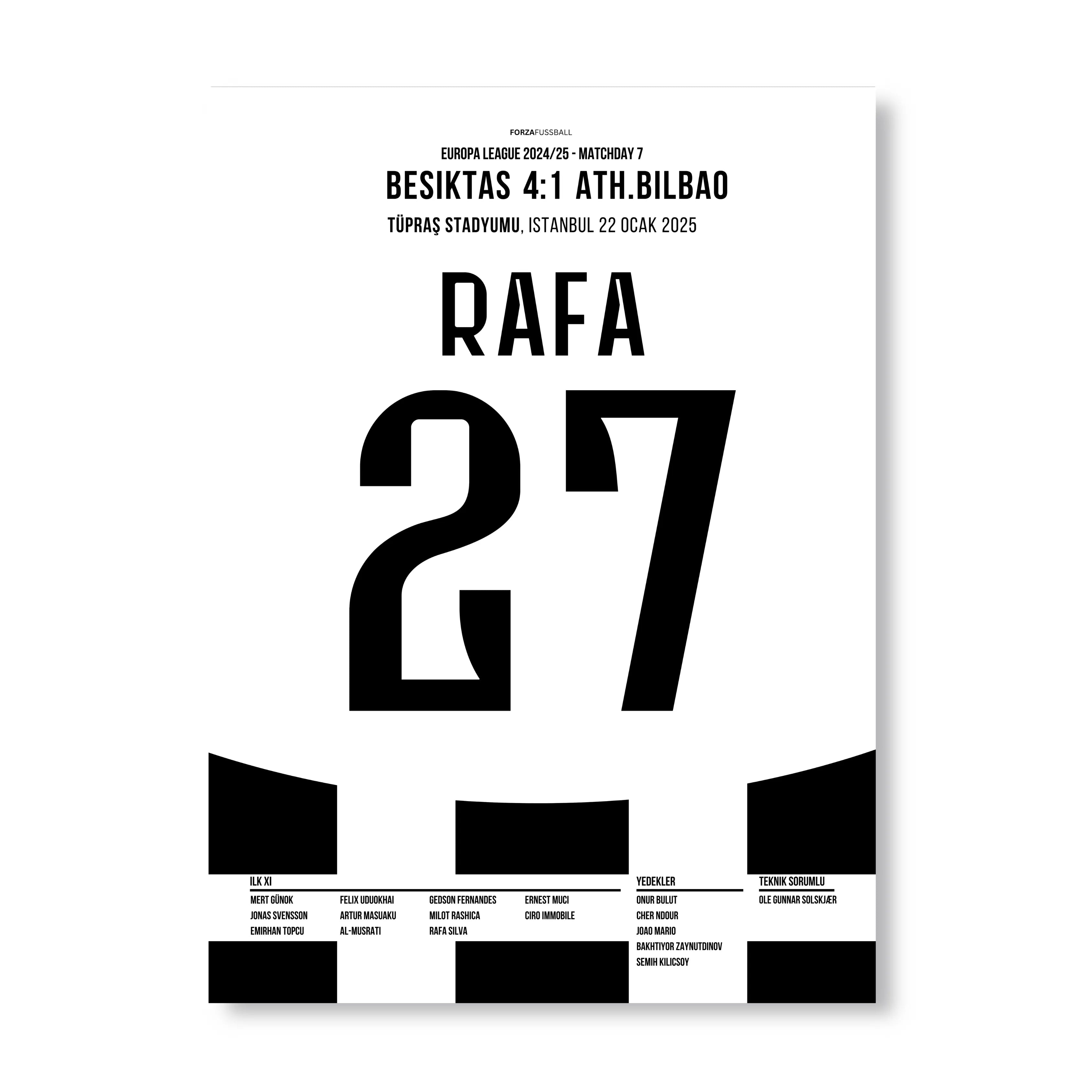 Rafa Silva und Besiktas schießen Bilbao mit 4:1 ab Fußball Poster mit Rahmen