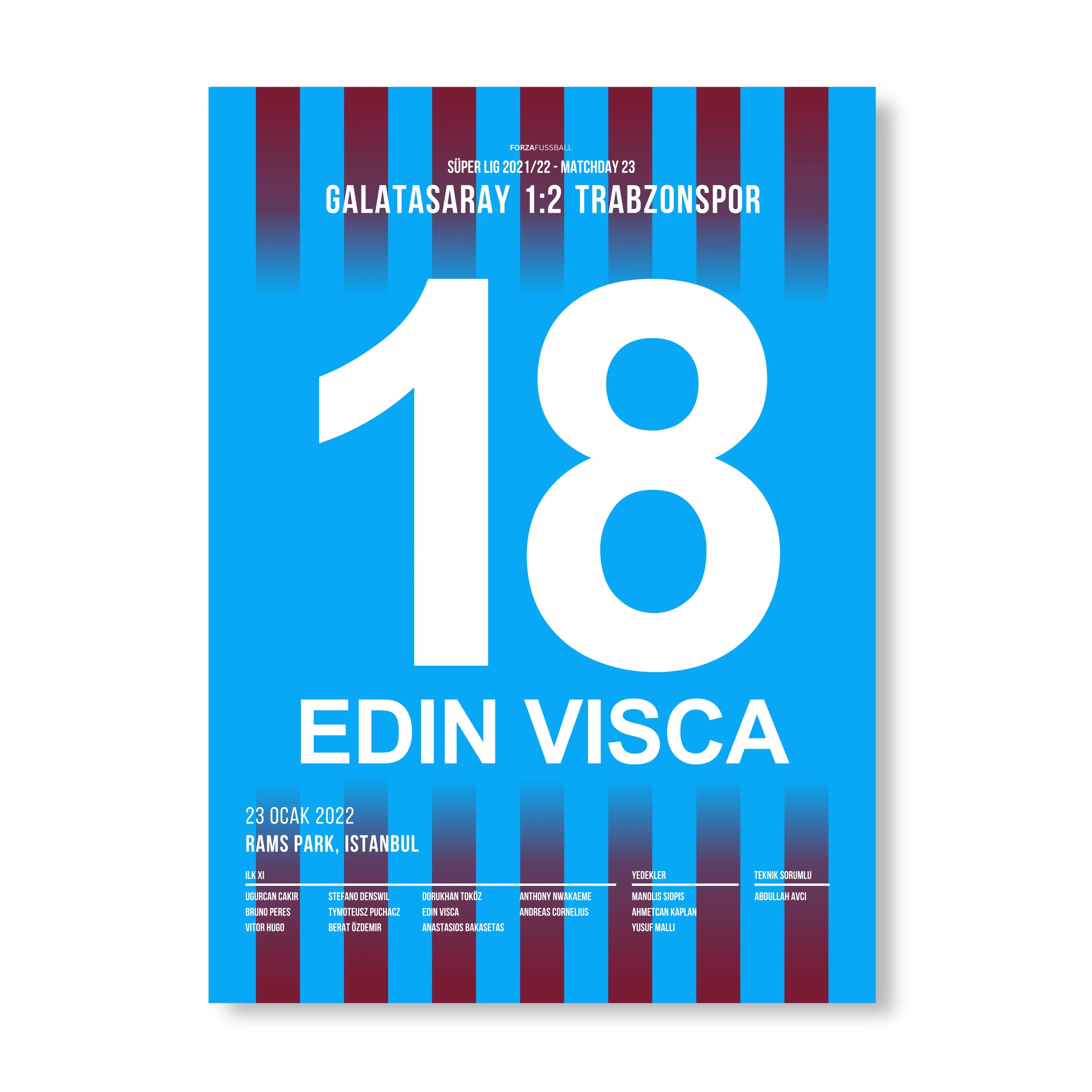 Visca und Trabzon siegen bei Gala auf dem Weg zur Meisterschaft Fußball Poster mit Rahmen