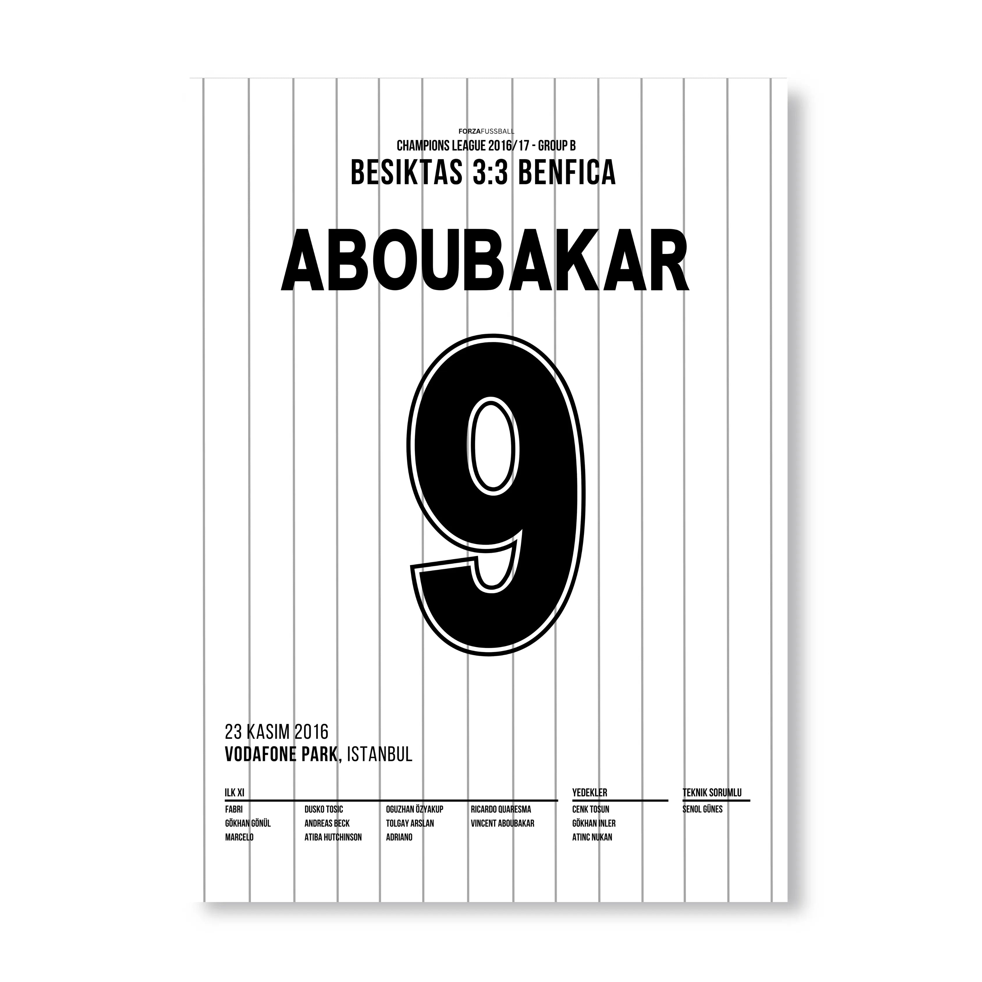 Aboubakar's last Minute Ausgleichstreffer gegen Benfica Fußball Poster mit Rahmen