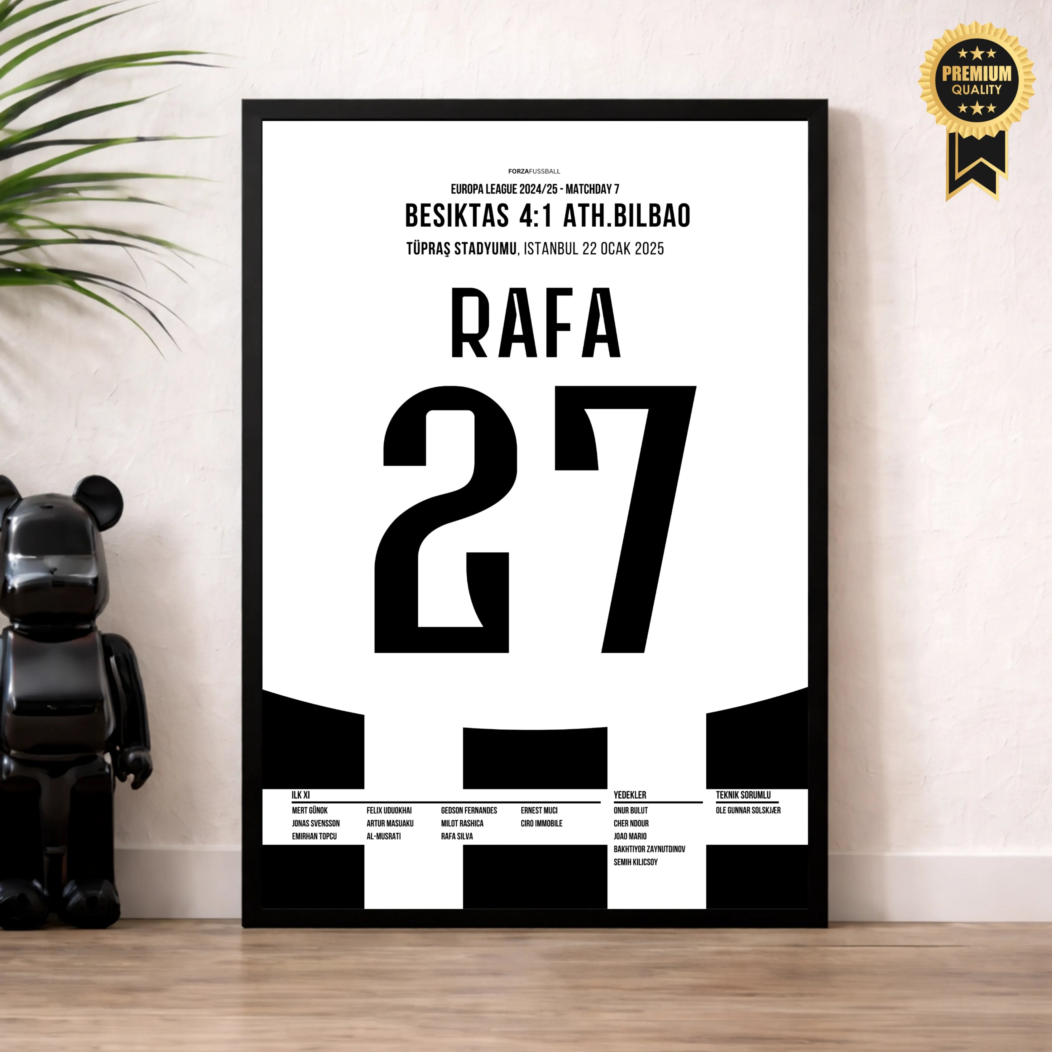 Rafa Silva und Besiktas schießen Bilbao mit 4:1 ab Fußball Poster mit Rahmen