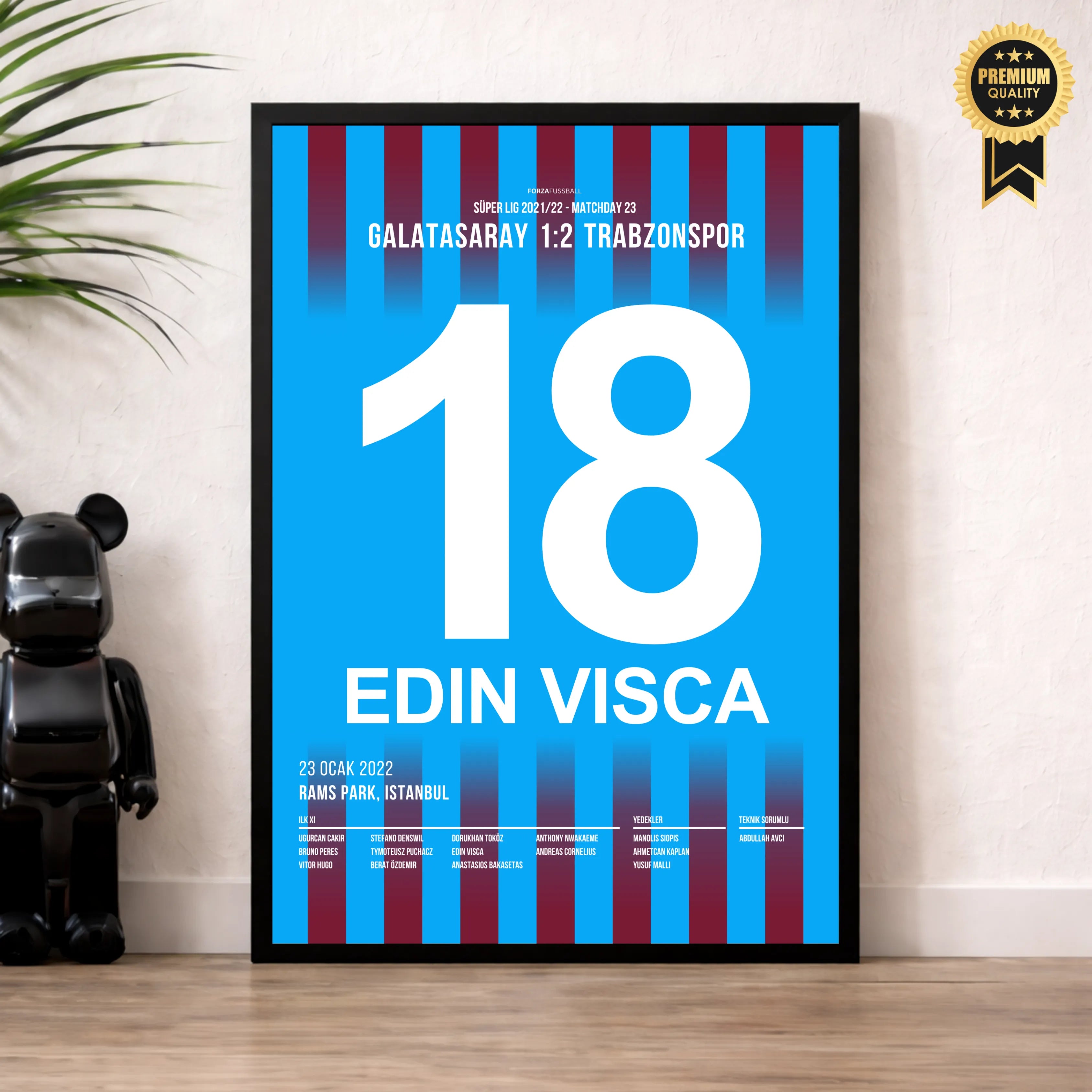 Visca und Trabzon siegen bei Gala auf dem Weg zur Meisterschaft Fußball Poster mit Rahmen