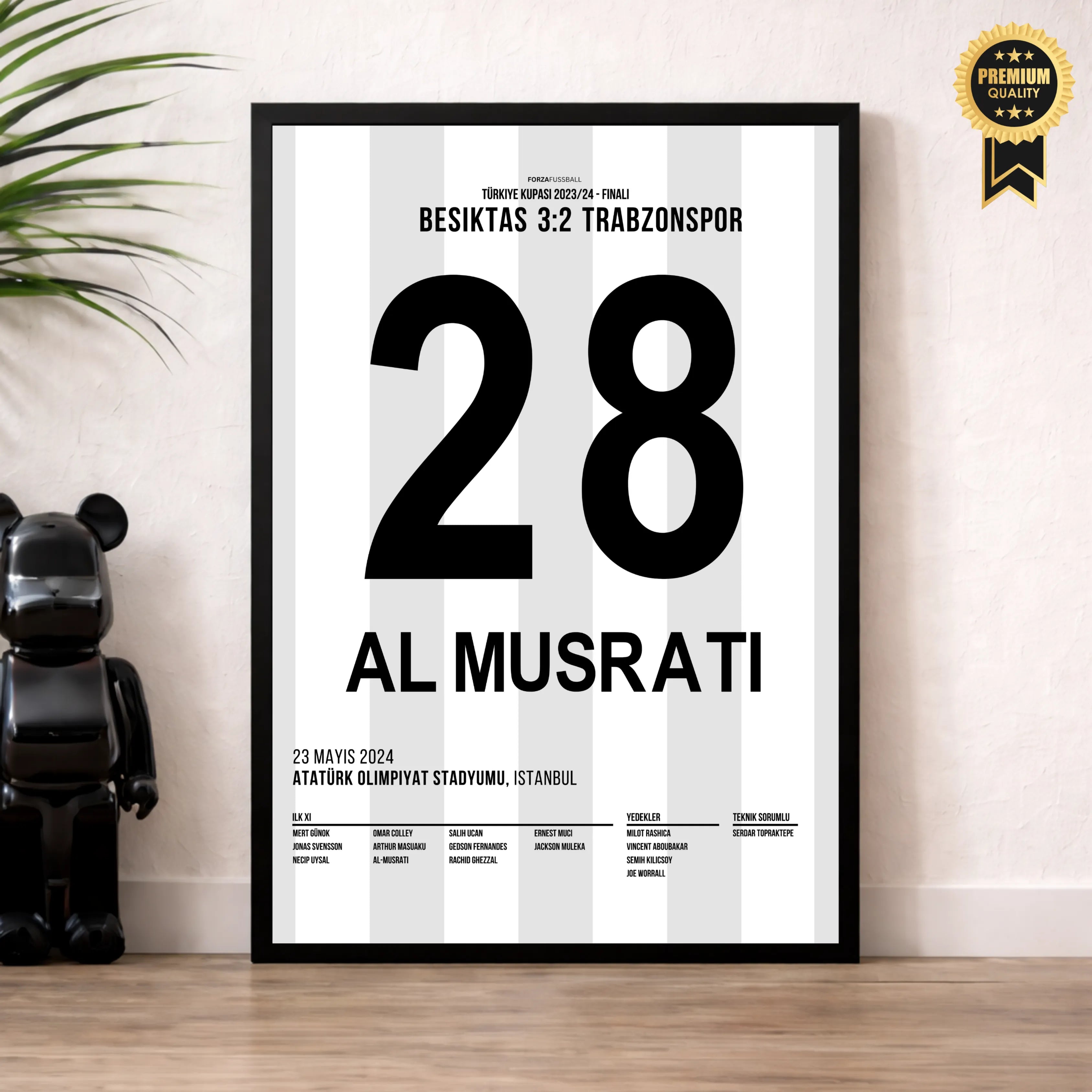 Al Musrati schießt Besiktas zum Pokalsieg gegen Trabzonspor Fußball Poster mit Rahmen