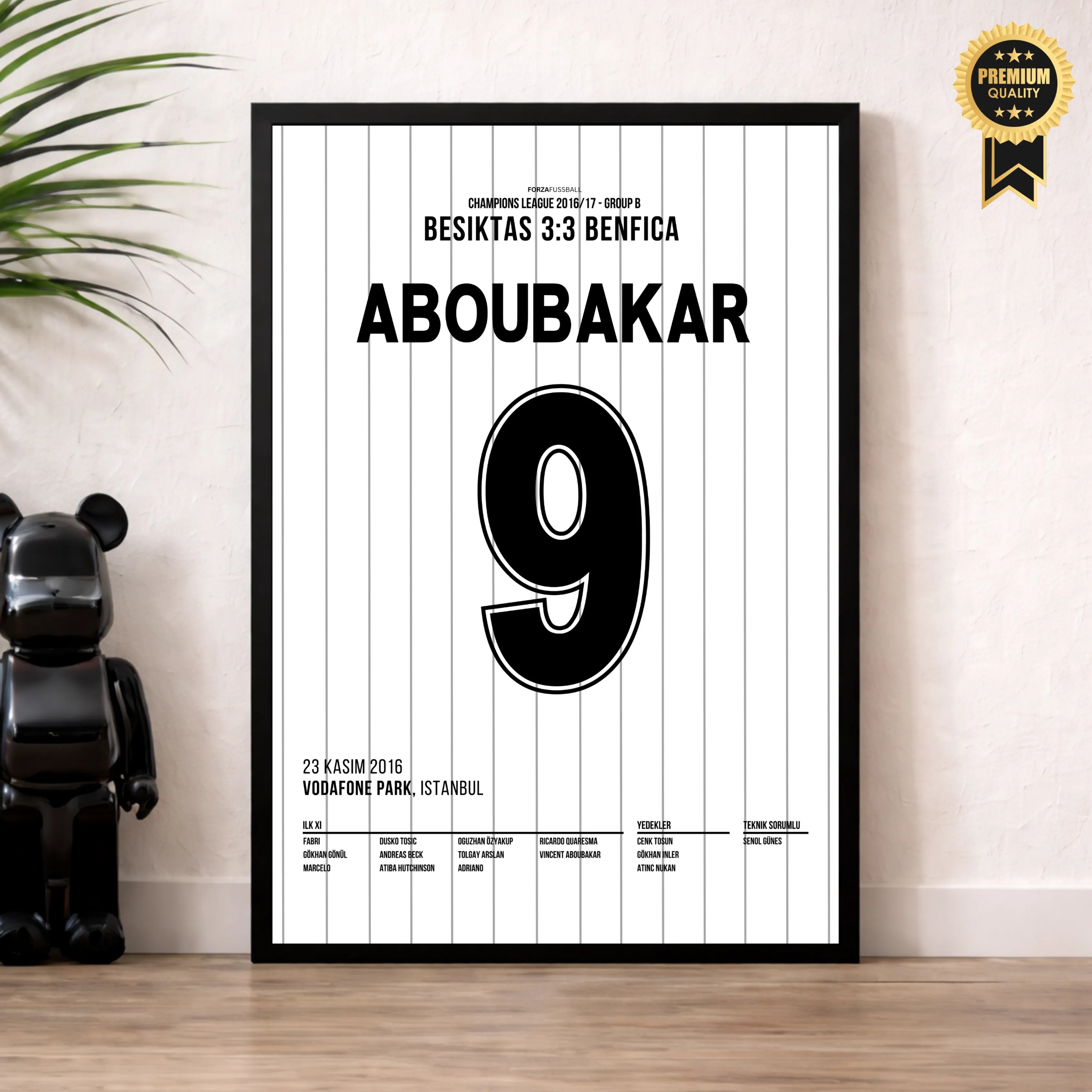 Aboubakar's last Minute Ausgleichstreffer gegen Benfica Fußball Poster mit Rahmen