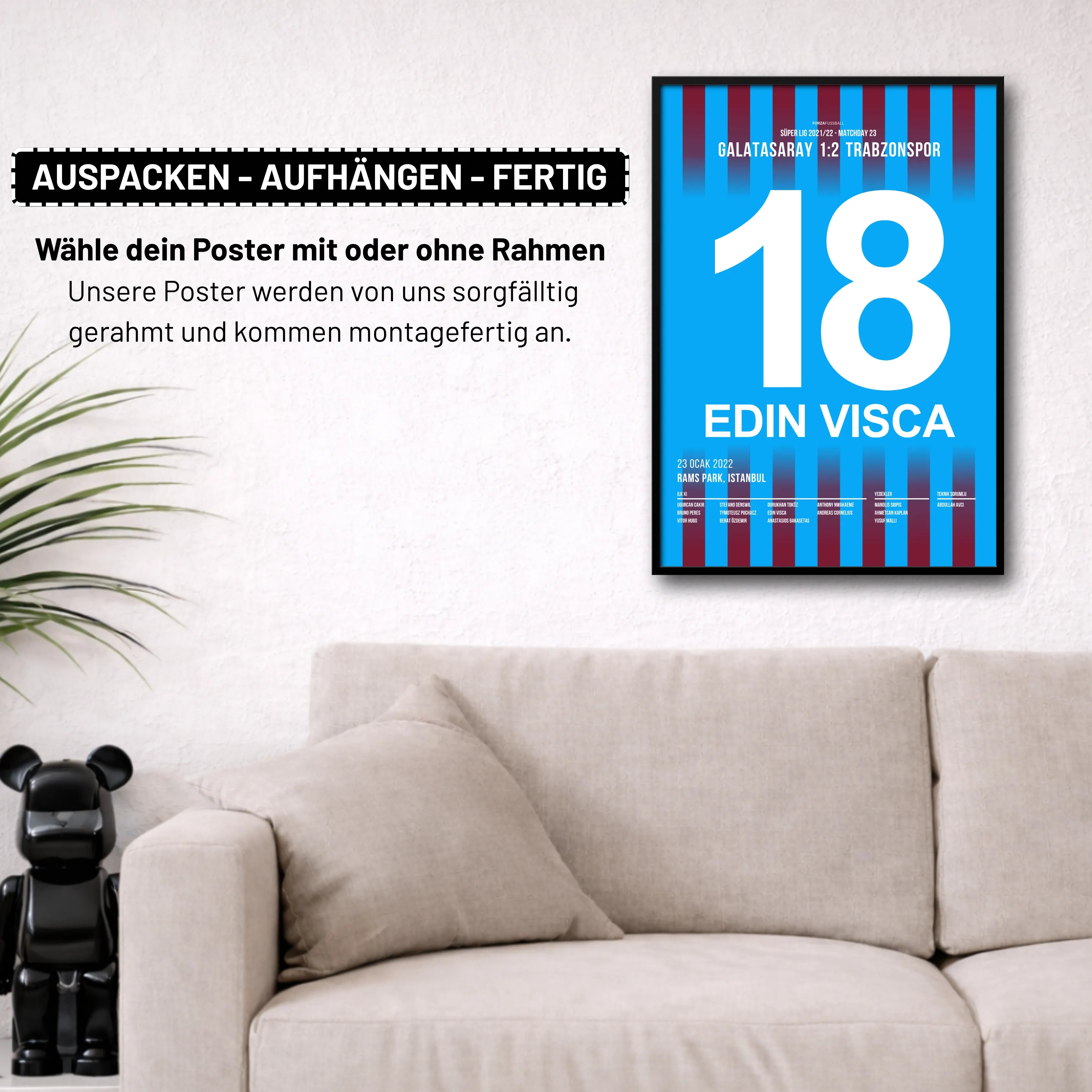 Visca und Trabzon siegen bei Gala auf dem Weg zur Meisterschaft Fußball Poster mit Rahmen