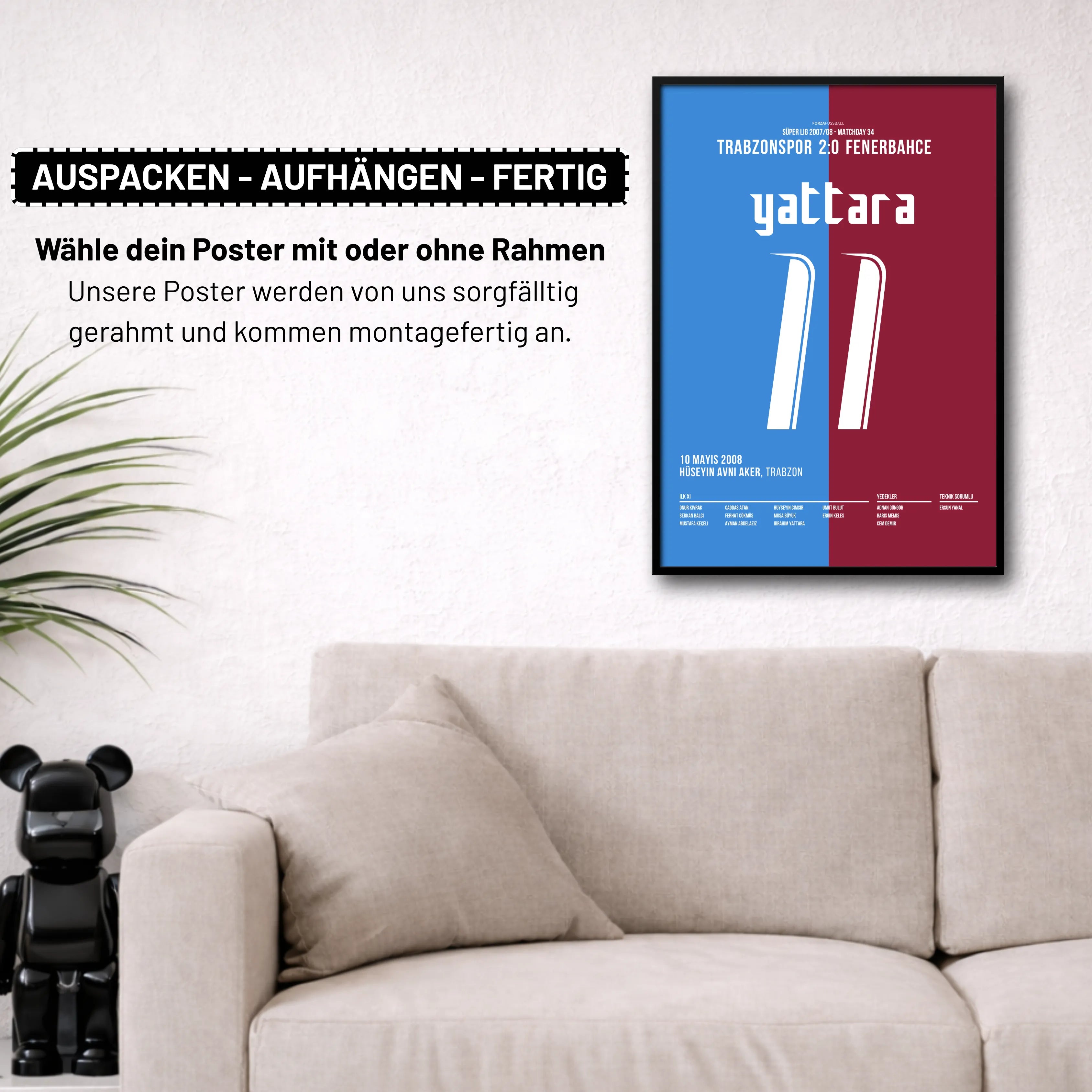 Yattara Show gegen Fenerbahce Fußball Poster mit Rahmen