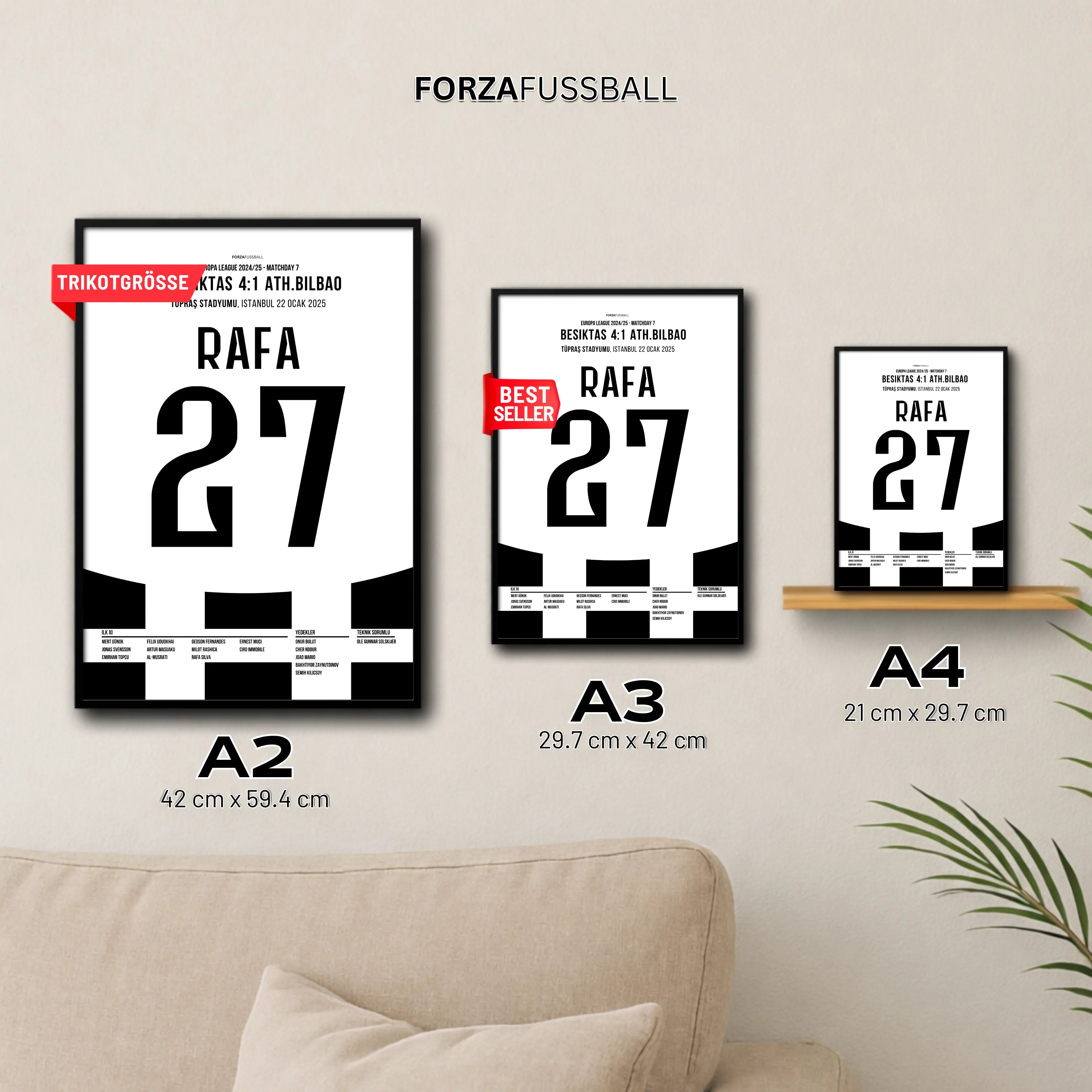 Rafa Silva und Besiktas schießen Bilbao mit 4:1 ab Fußball Poster mit Rahmen
