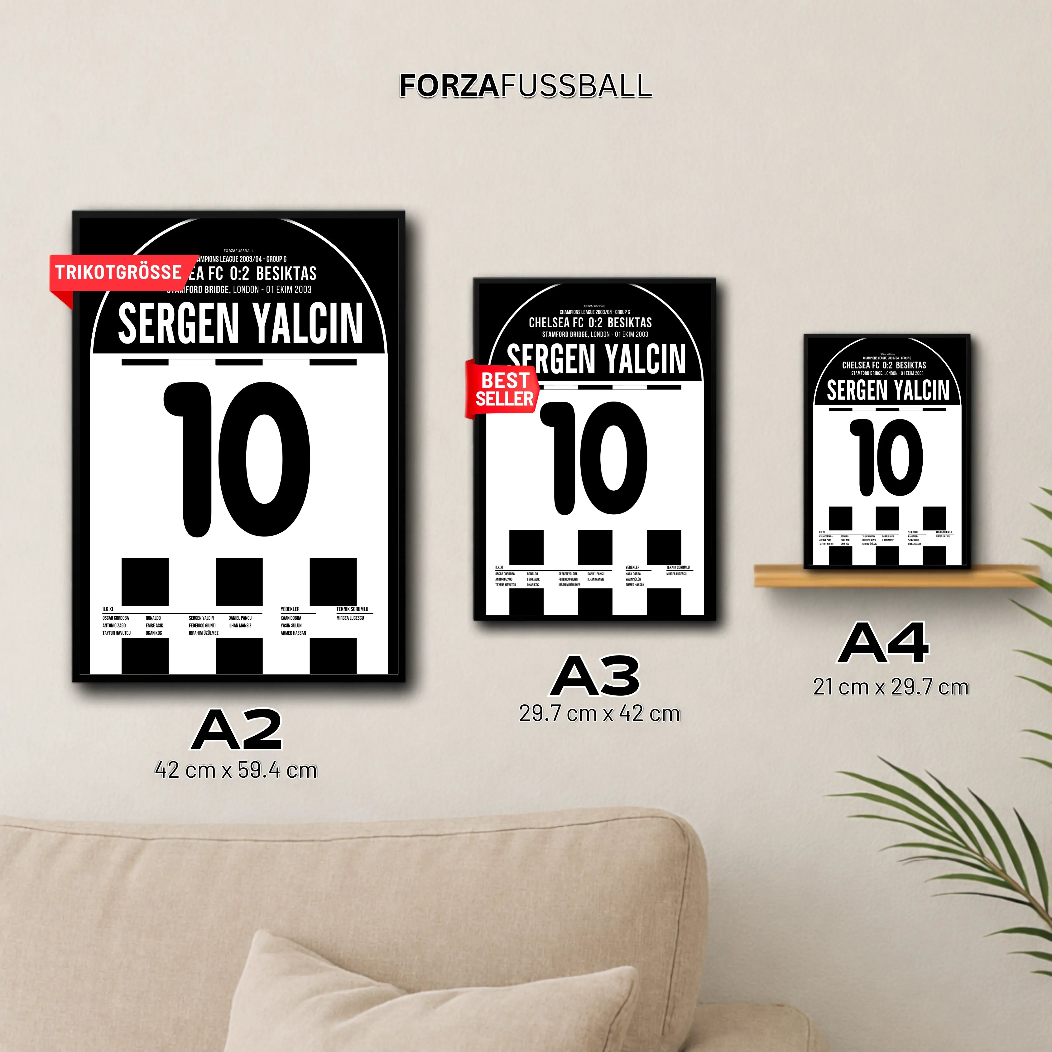 Sergen Yalcin und Besiktas übernehmen die Stamford Bridge Fußball Poster mit Rahmen