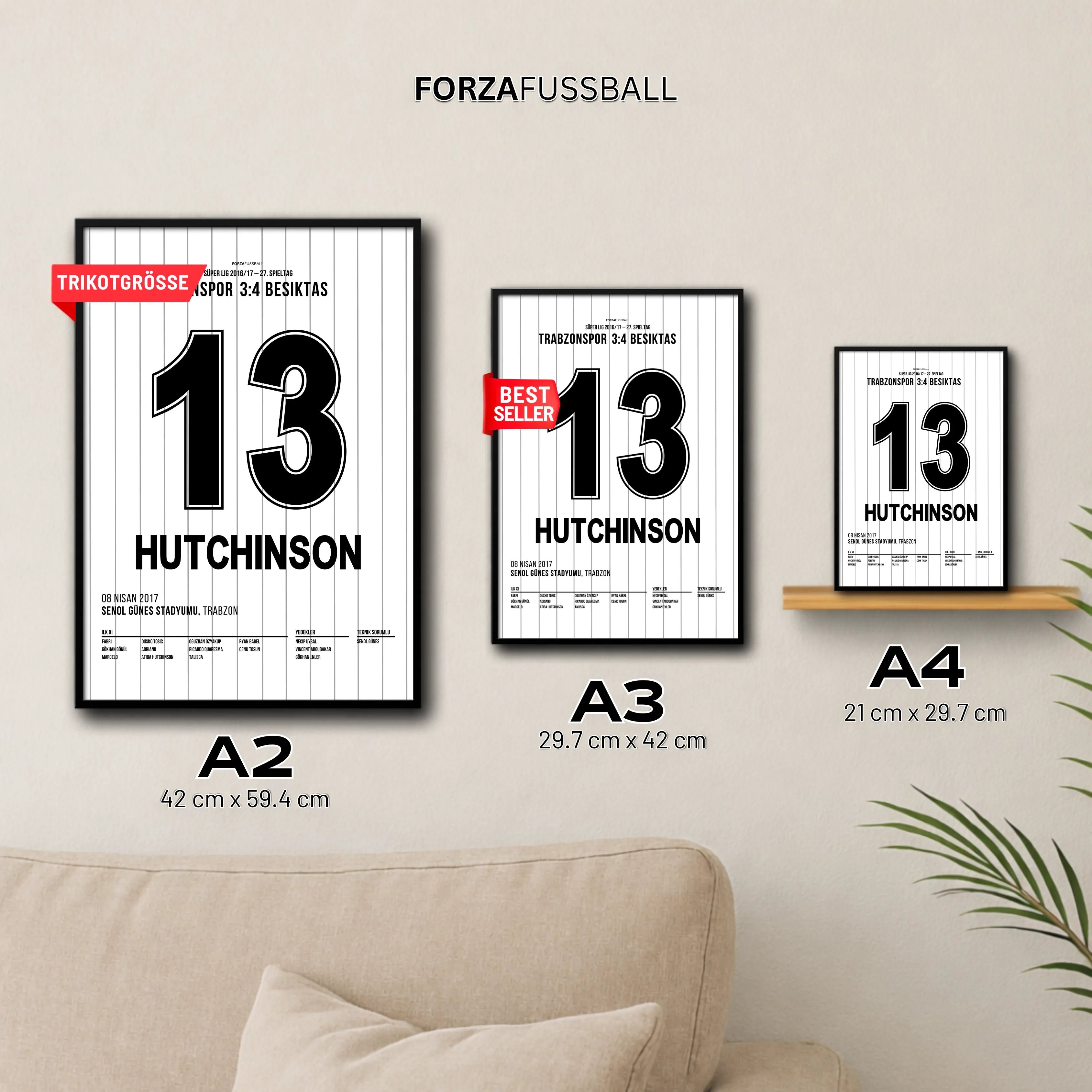 Atiba mit dem Last Minute Siegtreffer beim 3:4 in Trabzon Fußball Poster mit Rahmen