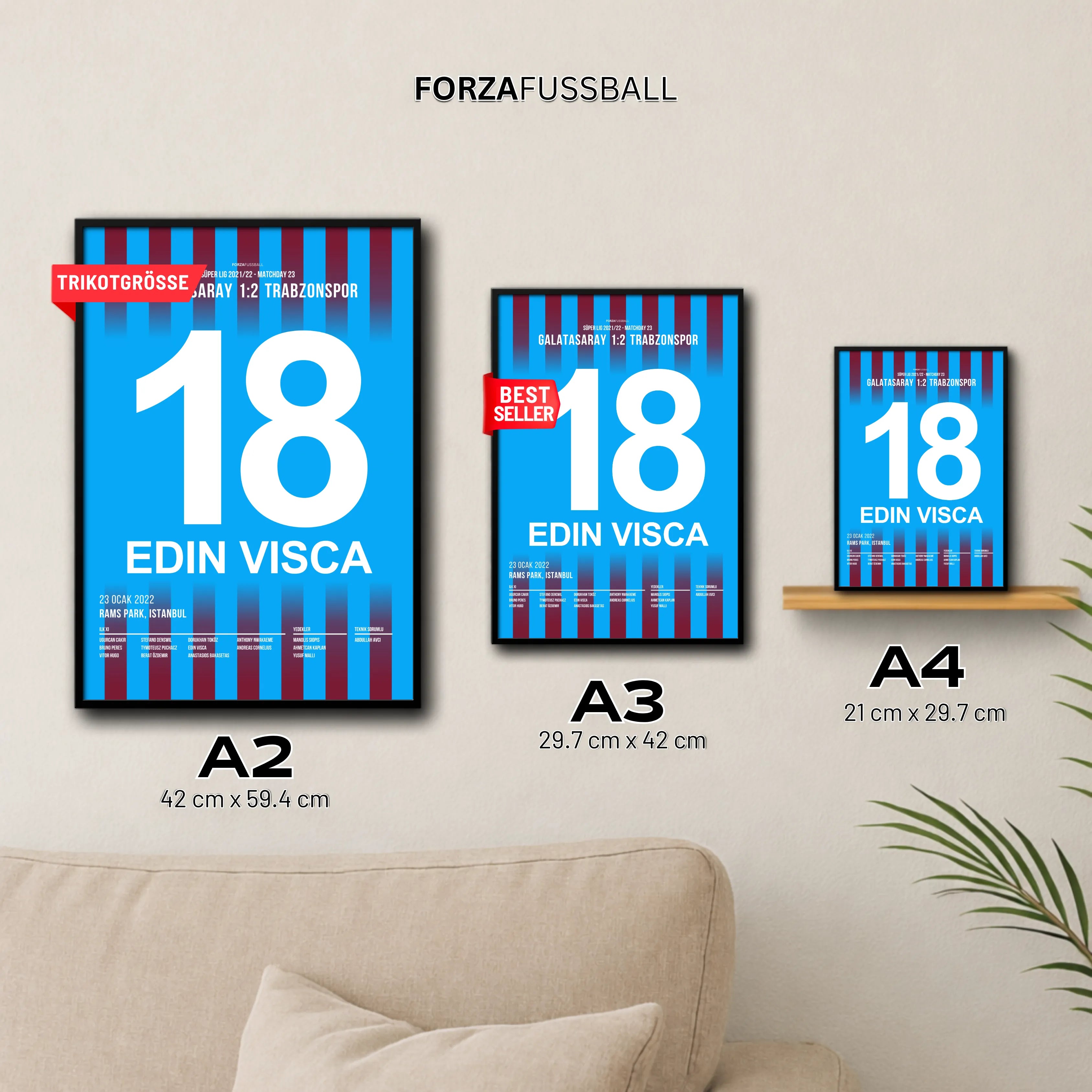 Visca und Trabzon siegen bei Gala auf dem Weg zur Meisterschaft Fußball Poster mit Rahmen