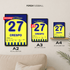 Miguel Crespo mit dem Siegtreffer gegen Gala in letzter Minute Fußball Poster mit Rahmen
