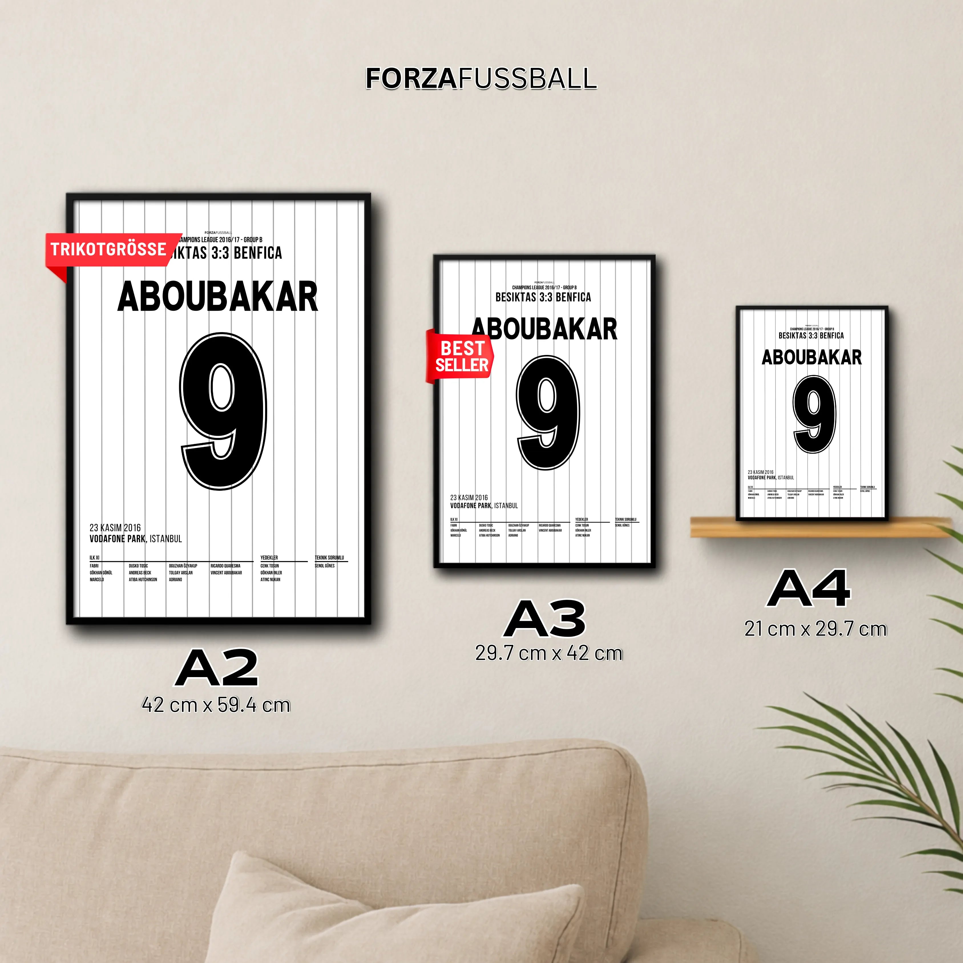 Aboubakar's last Minute Ausgleichstreffer gegen Benfica Fußball Poster mit Rahmen