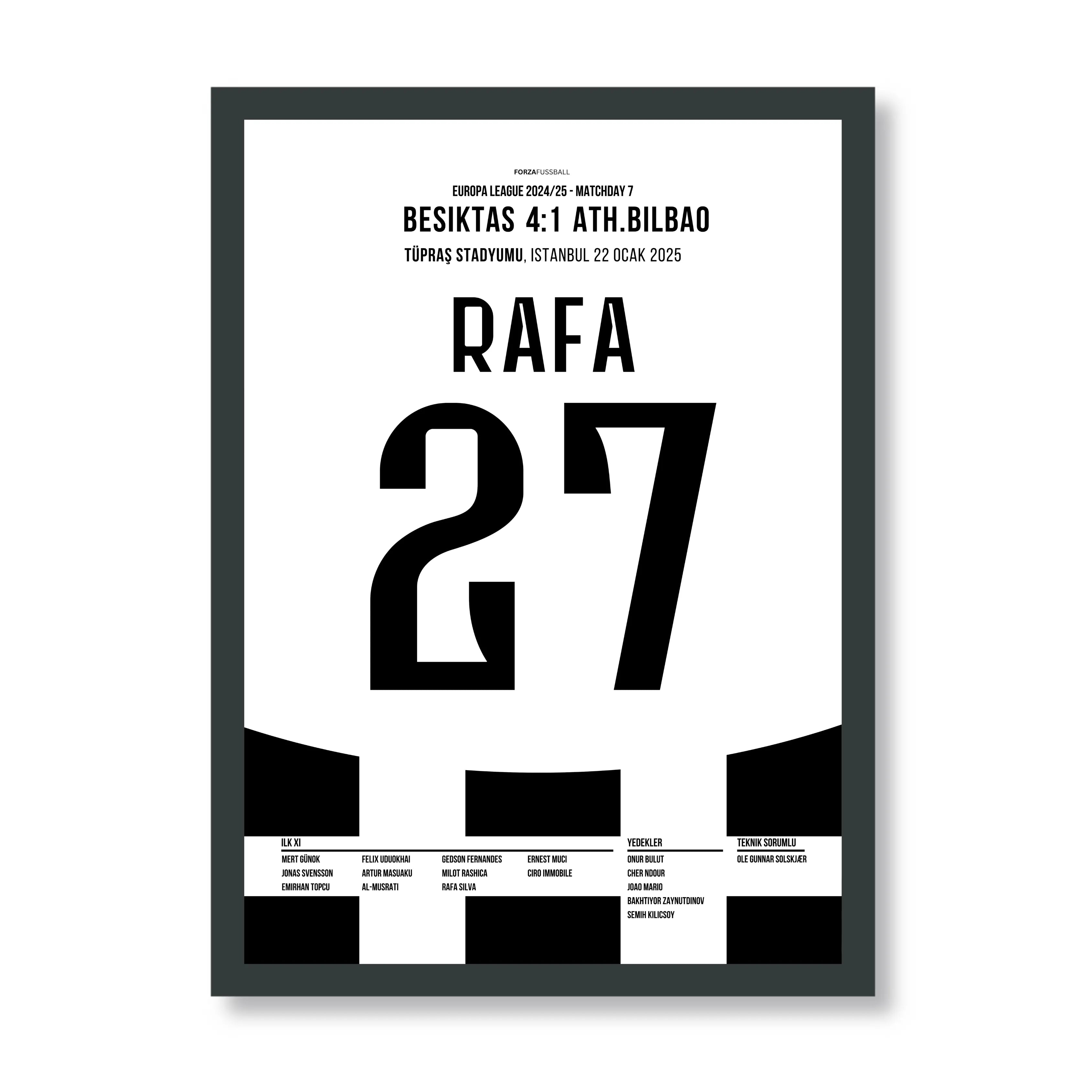 Rafa Silva und Besiktas schießen Bilbao mit 4:1 ab Fußball Poster mit Rahmen