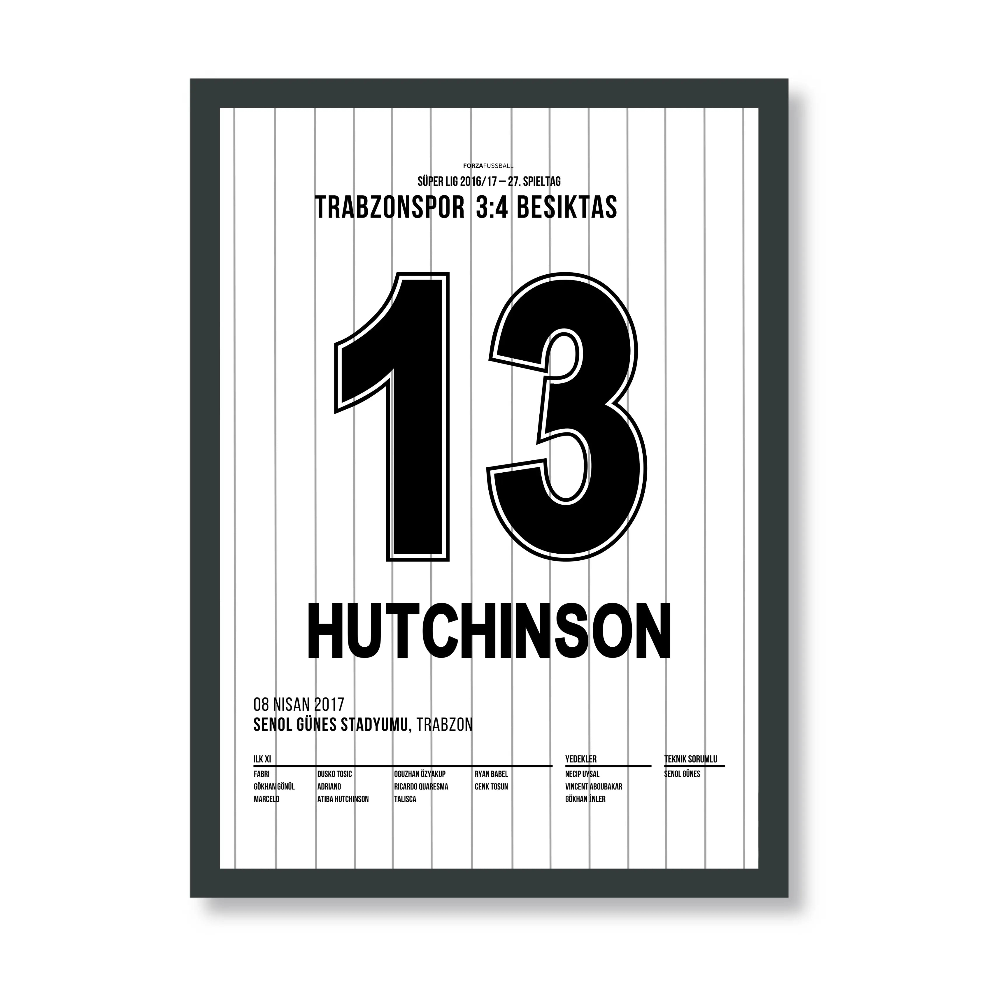 Atiba mit dem Last Minute Siegtreffer beim 3:4 in Trabzon Fußball Poster mit Rahmen