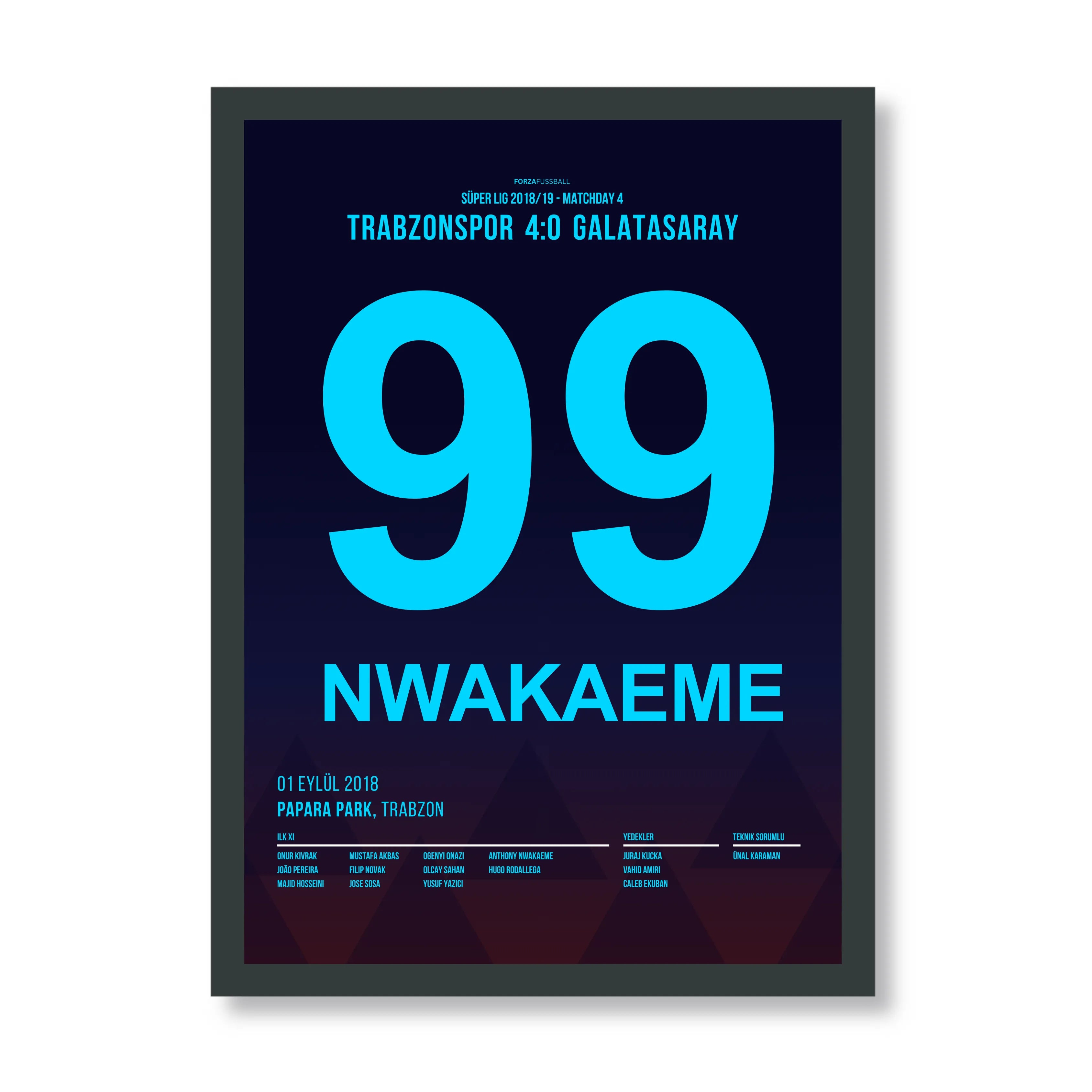 Nwakaeme und Trabzonspor schießen Gala mit 4:0 ab Fußball Poster mit Rahmen