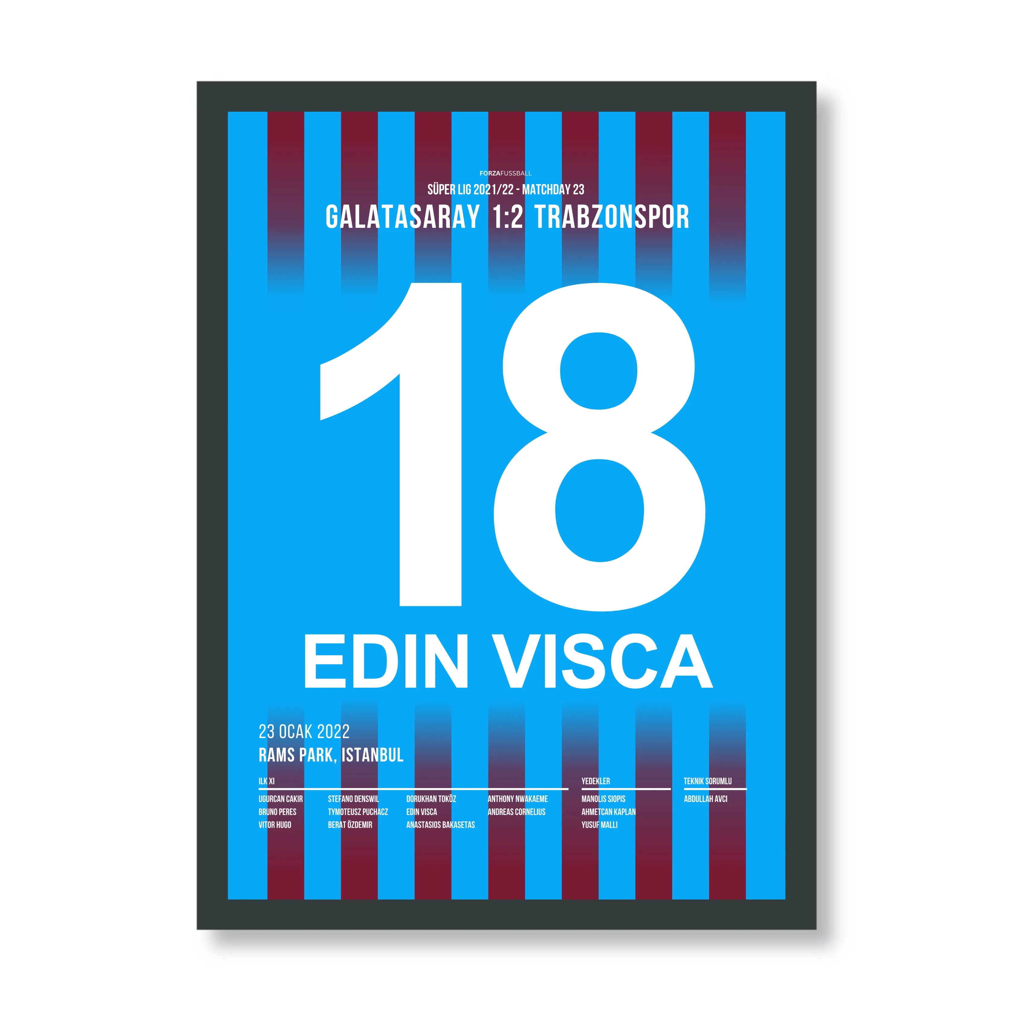 Visca und Trabzon siegen bei Gala auf dem Weg zur Meisterschaft Fußball Poster mit Rahmen
