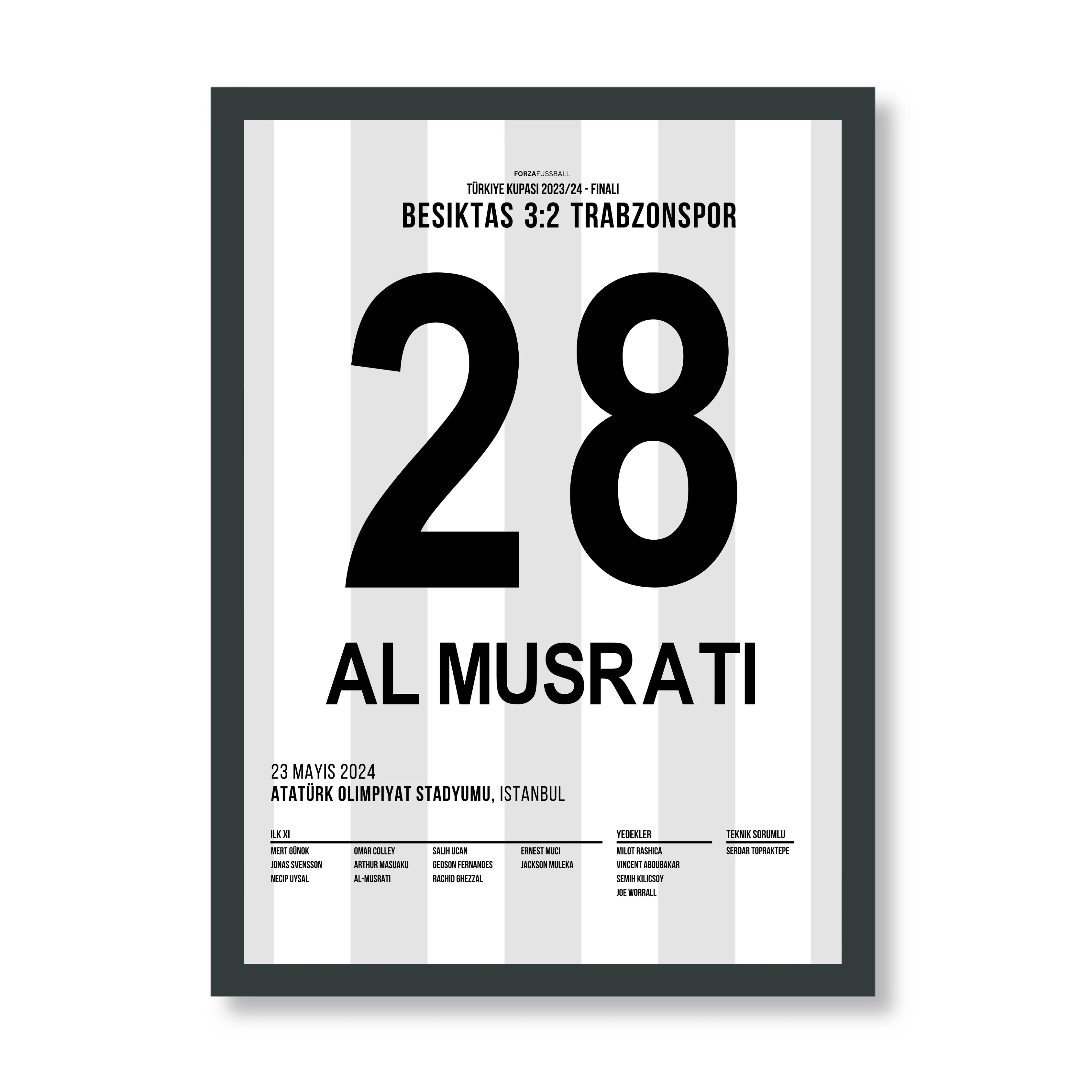 Al Musrati schießt Besiktas zum Pokalsieg gegen Trabzonspor Fußball Poster mit Rahmen
