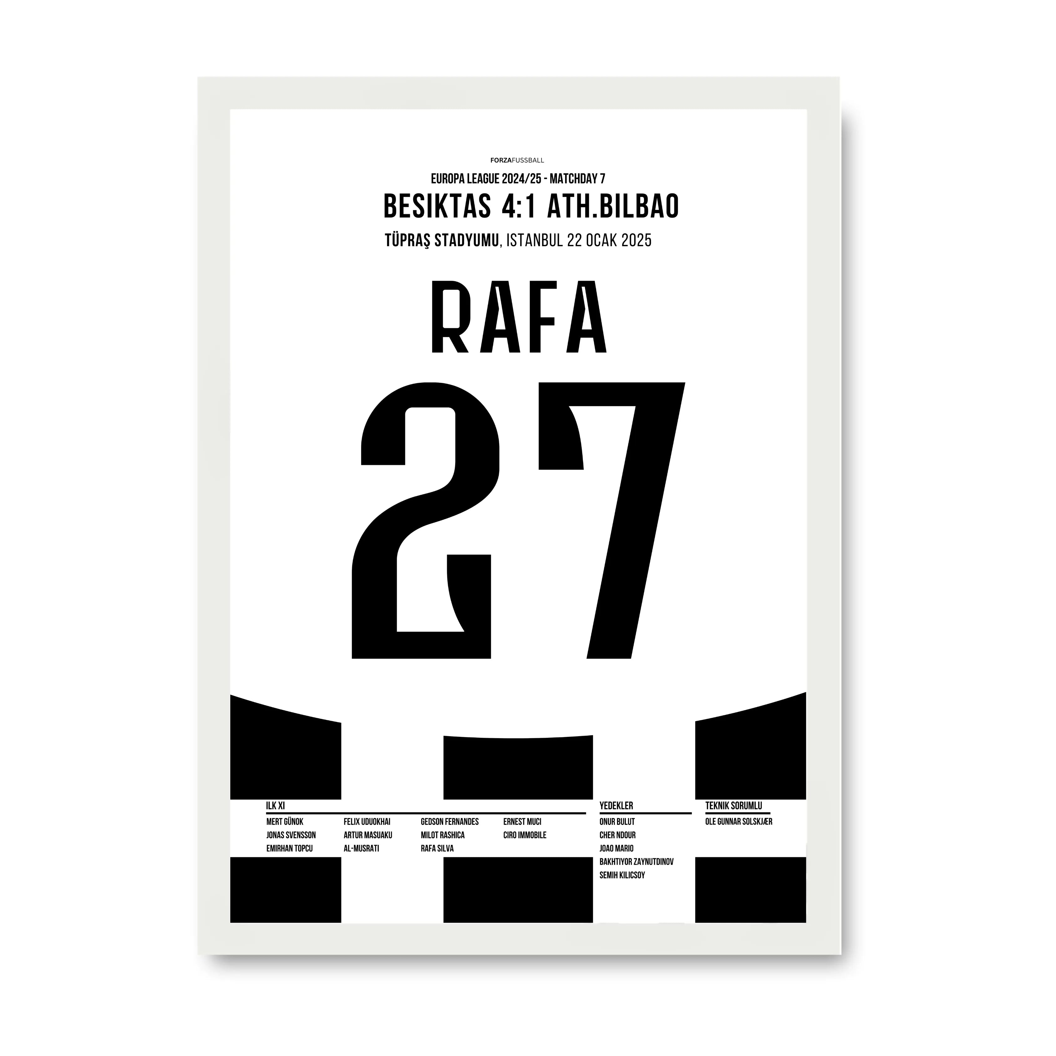 Rafa Silva und Besiktas schießen Bilbao mit 4:1 ab Fußball Poster mit Rahmen