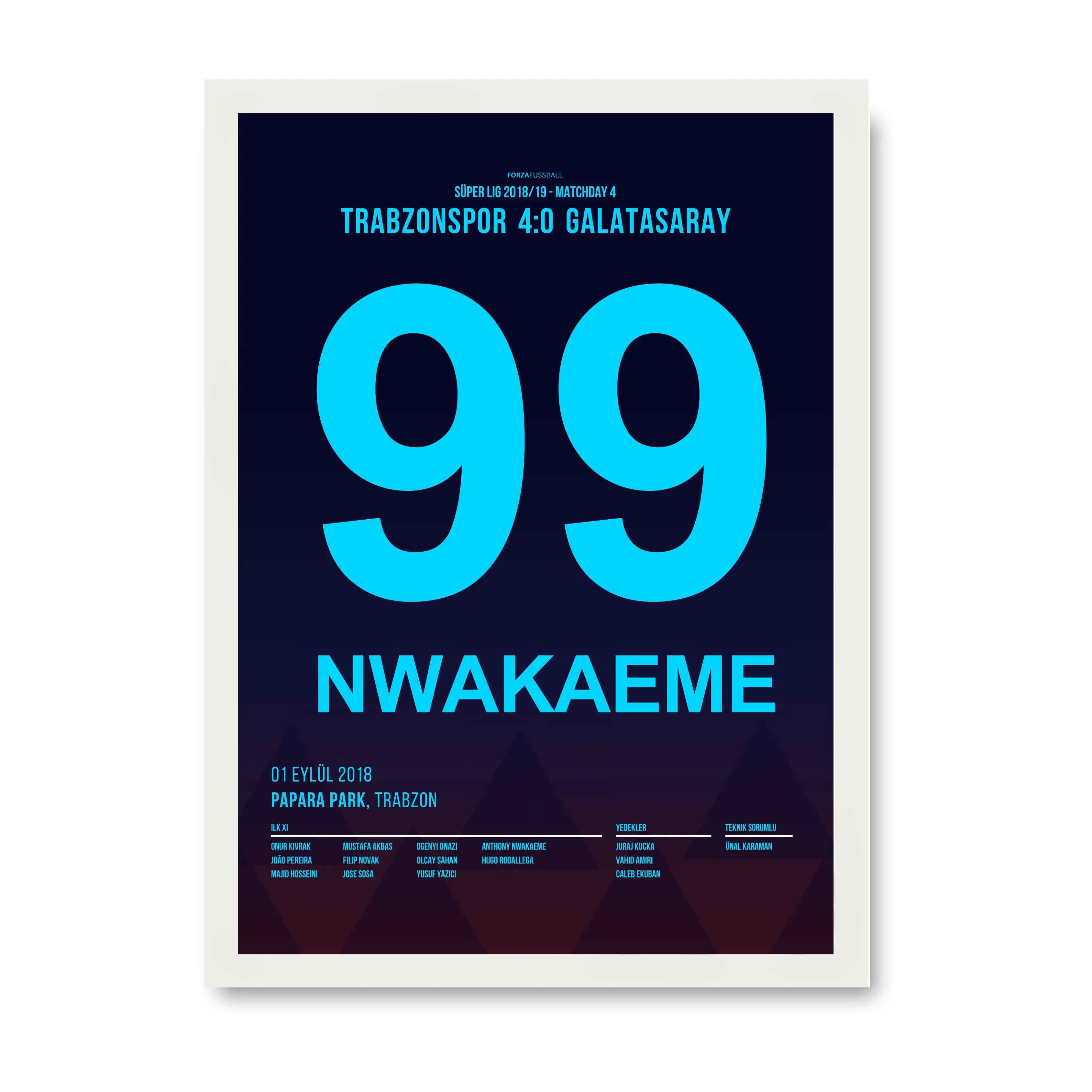 Nwakaeme und Trabzonspor schießen Gala mit 4:0 ab Fußball Poster mit Rahmen