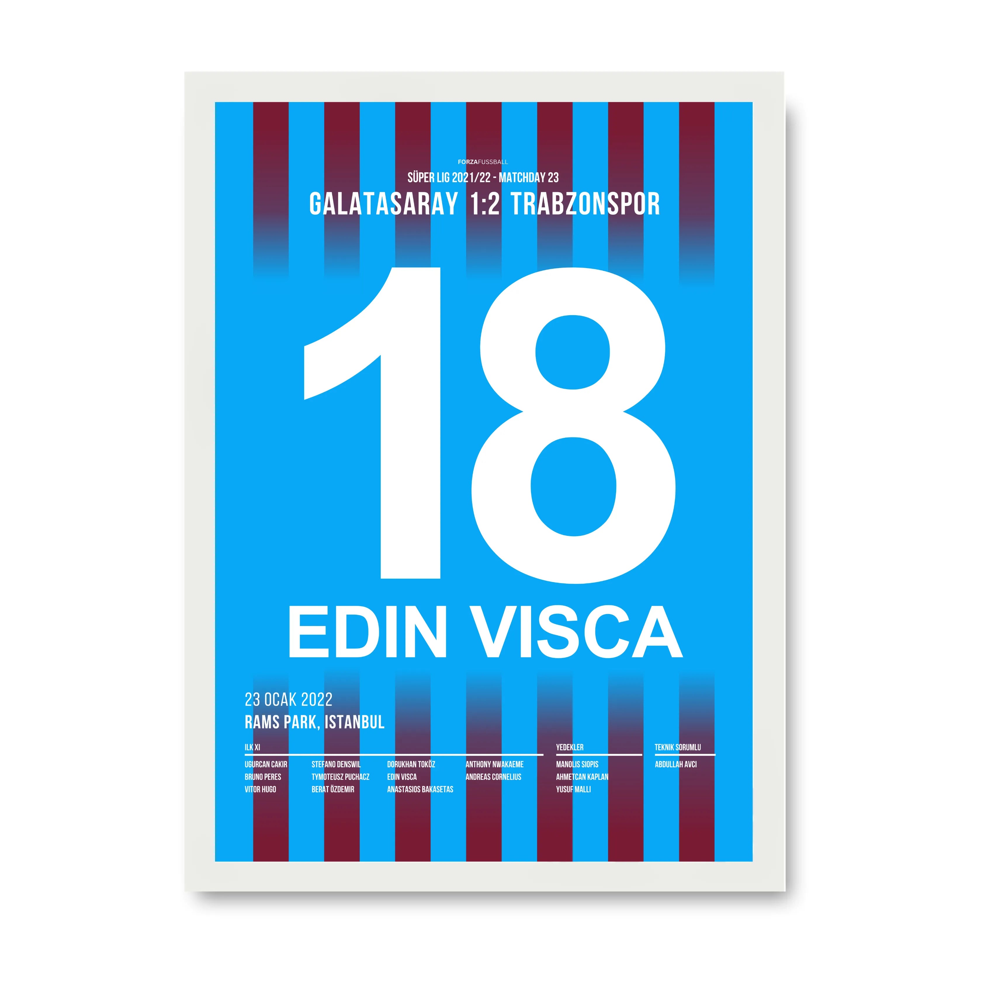 Visca und Trabzon siegen bei Gala auf dem Weg zur Meisterschaft Fußball Poster mit Rahmen