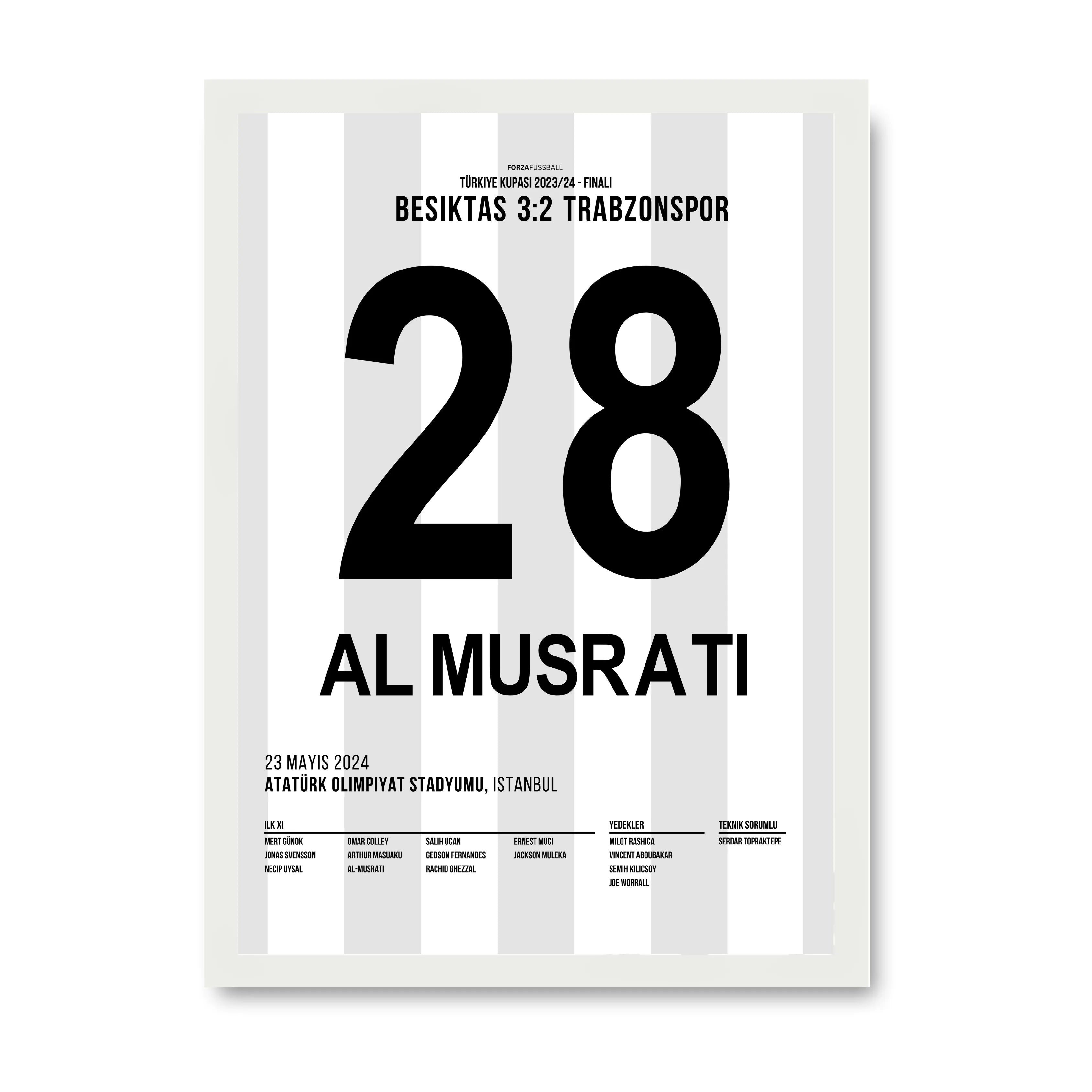 Al Musrati schießt Besiktas zum Pokalsieg gegen Trabzonspor Fußball Poster mit Rahmen