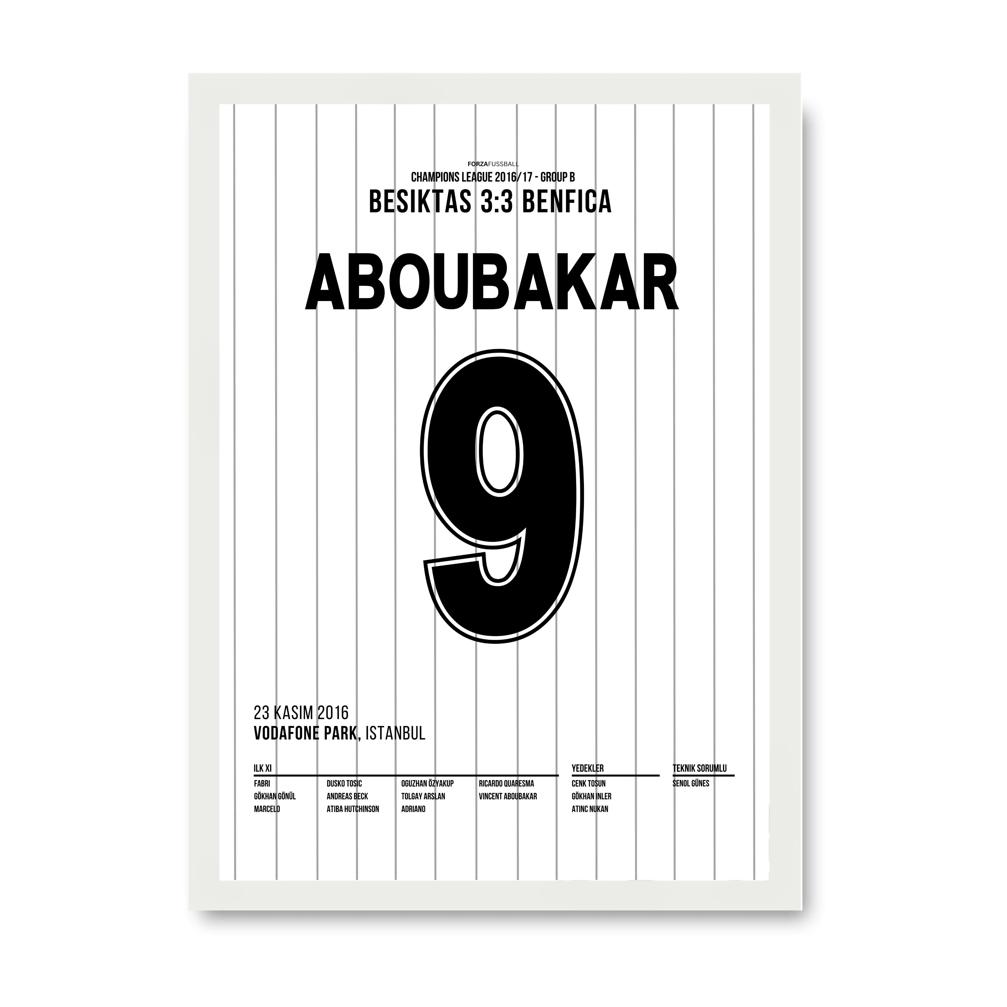 Aboubakar's last Minute Ausgleichstreffer gegen Benfica Fußball Poster mit Rahmen